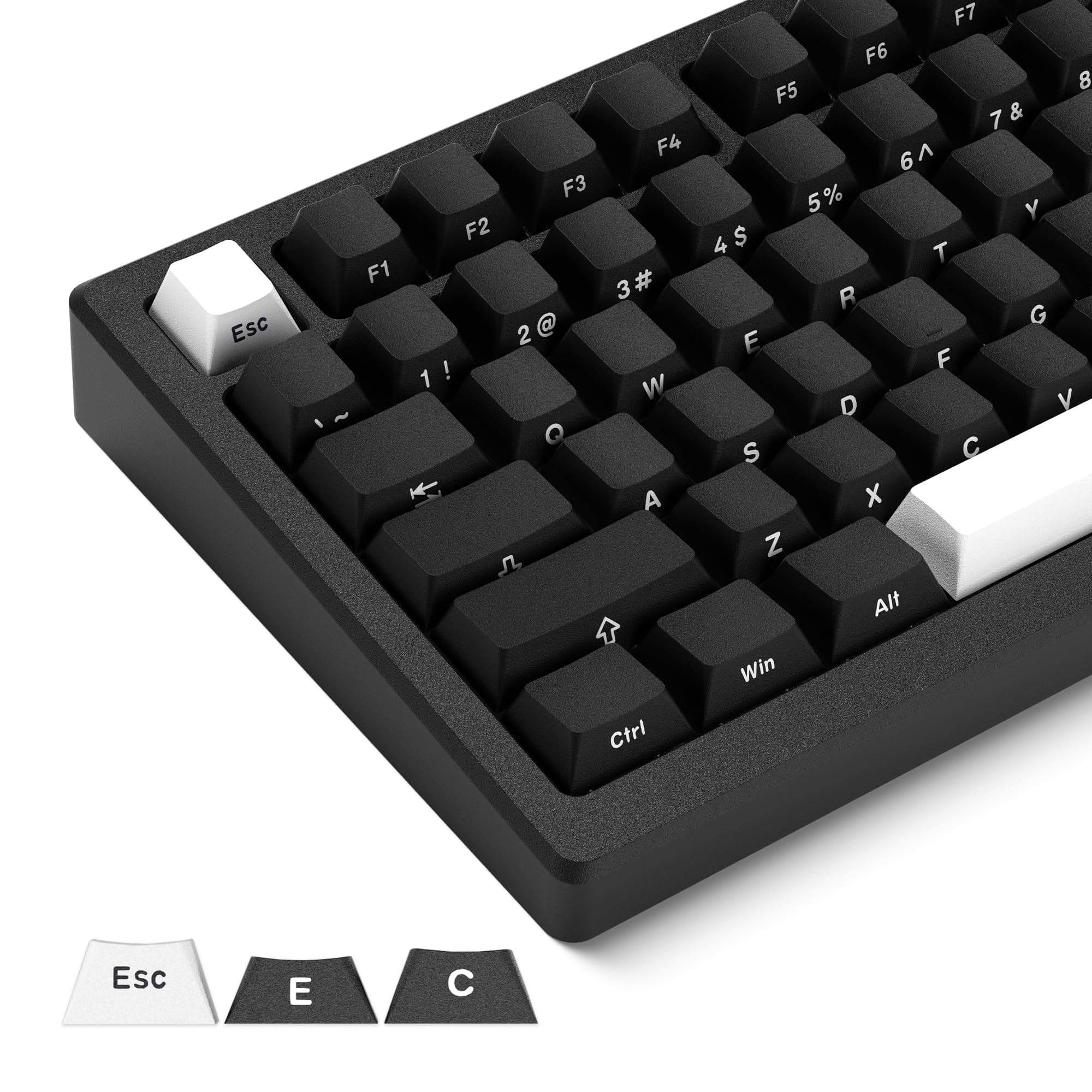 HITIME XVX WOB Keycaps - Side Print Custom PBT Keycap Set, Cherry Profile, 136 Keys, Cherry Gateron MX Switches Compatible, USB Wired, Black, Minimalist, Ergonomic