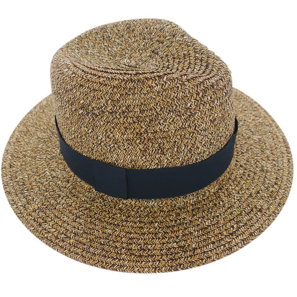 TSUBOMI Two Tone Straw Panama Hat Brown