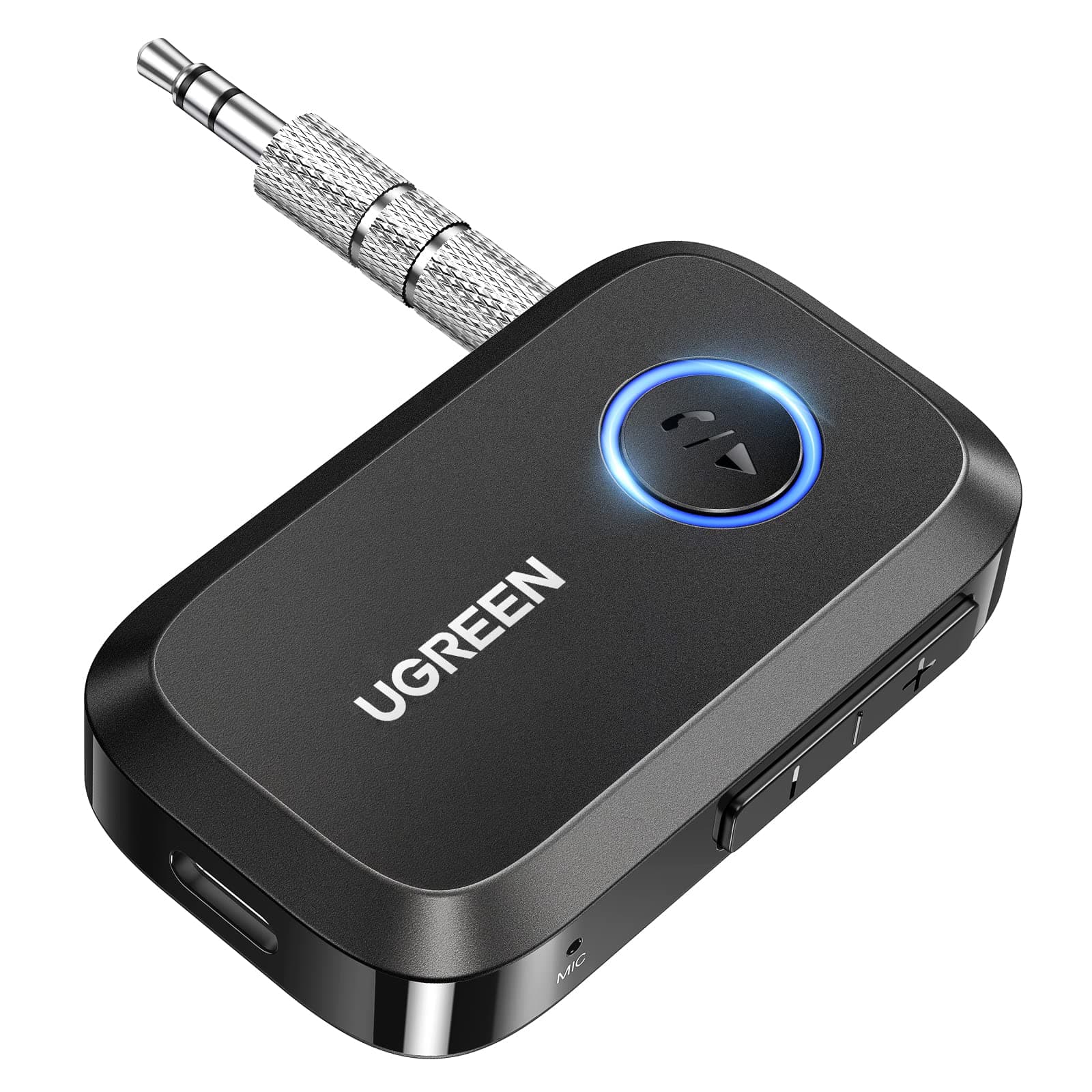 UGREEN Aux to Bluetooth Receiver 5.4 Adapter Built-in Mic 15H Playtime Handsfree Call Dual Device Connection for Car Home Stereo Speaker Amplifier