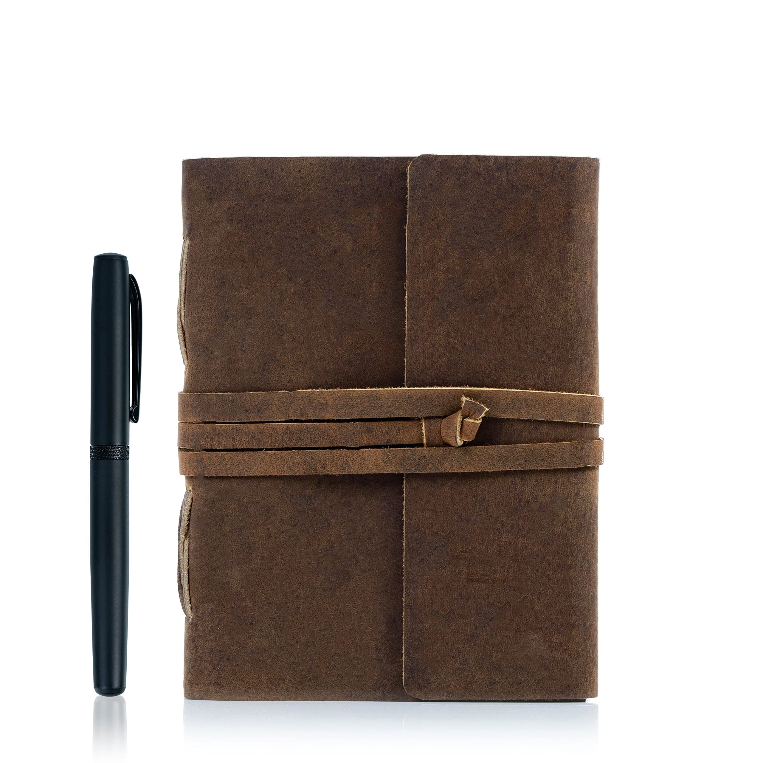 Handmade Leather Journal Lined Paper with luxury pen | Writing Notebook Diary | Bound Daily Notepad for Men & Women Medium, Writing pad for Artist, Sketch (7 X 5)
