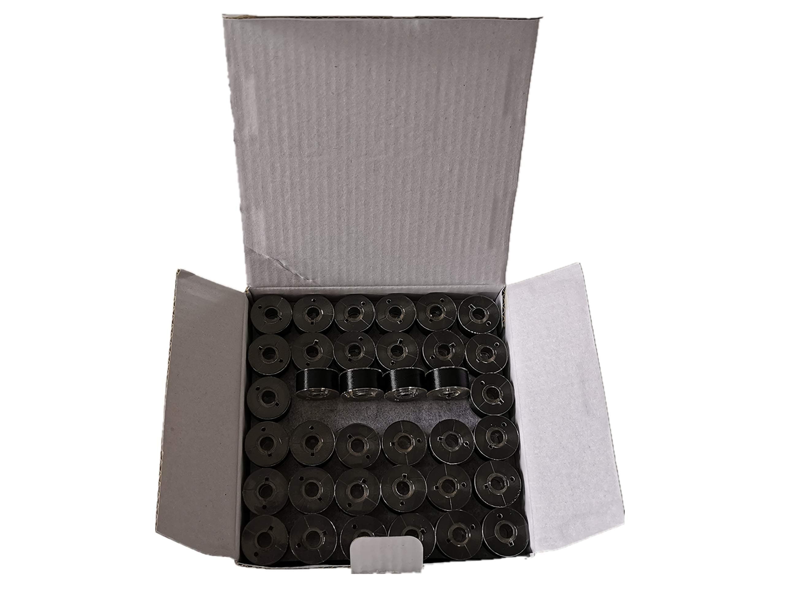 DOUBLELINPrewound bobbins, Plastic Sided, Size A, Class 15, 15J, SA156, 144pcs, Black Color, 100% Polyester, 75D/2 140 Yards, Compatible with Most Babylock, Berenia, Brother, Janome, Juki, Singer