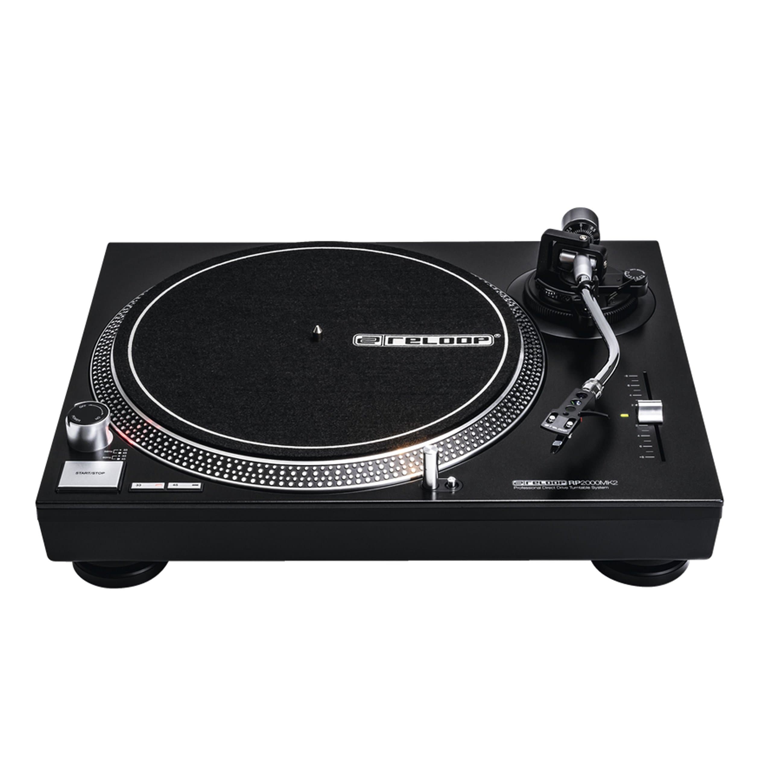 RP-2000 MK2 DJ turntable with quartz-controlled direct drive and phono / line output, black metallic