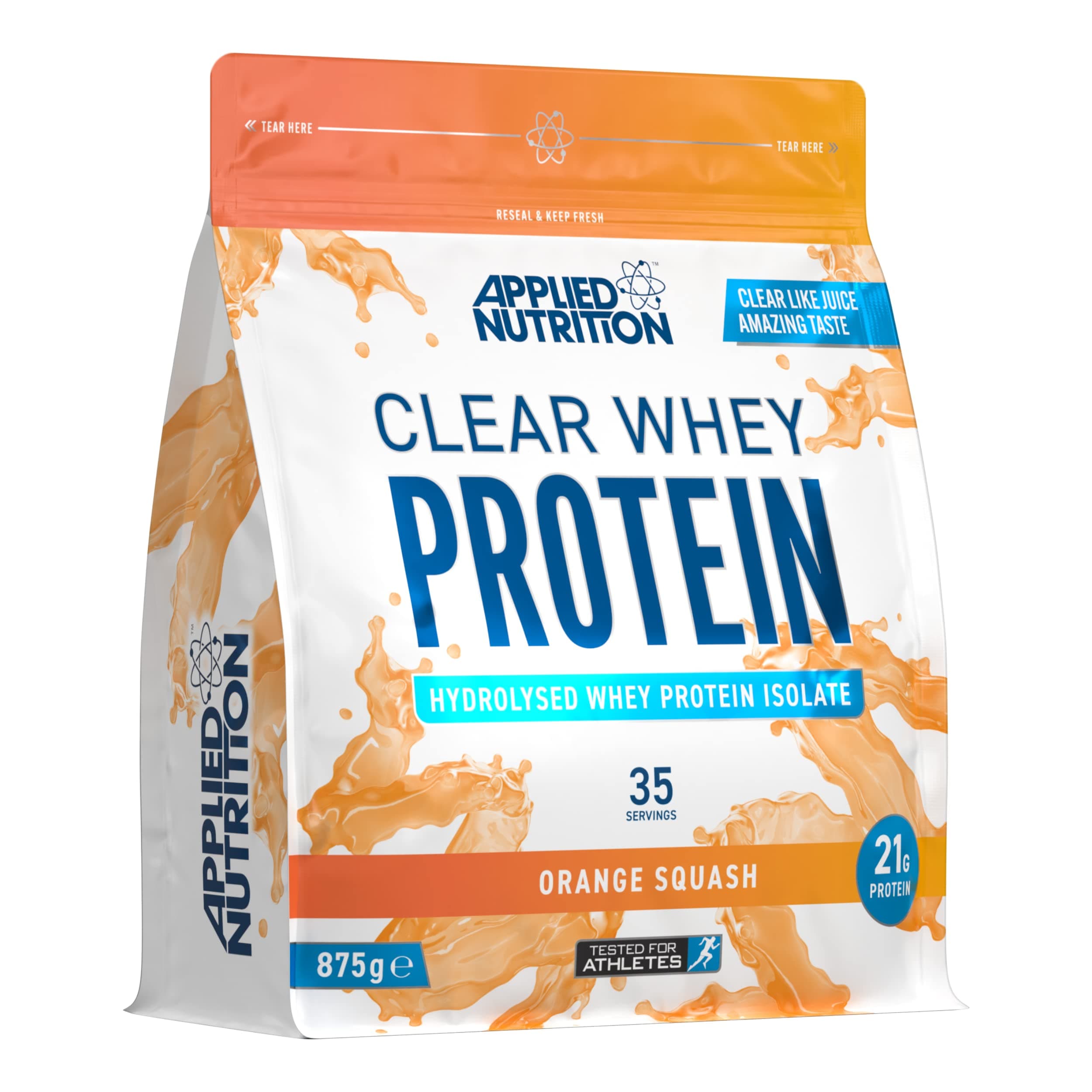 Clear Whey Isolate - Whey Protein Isolate, Refreshing High Protein Powder, Fruit Juice Style Flavours (Orange Squash) (875g - 35 Servings)