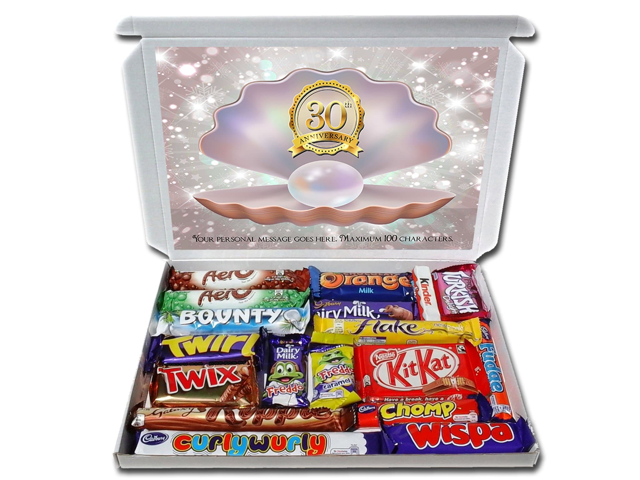 Personalised 30th Pearl Anniversary Gift Hamper Chocolate Selection Box 30th Wedding Anniversary Present