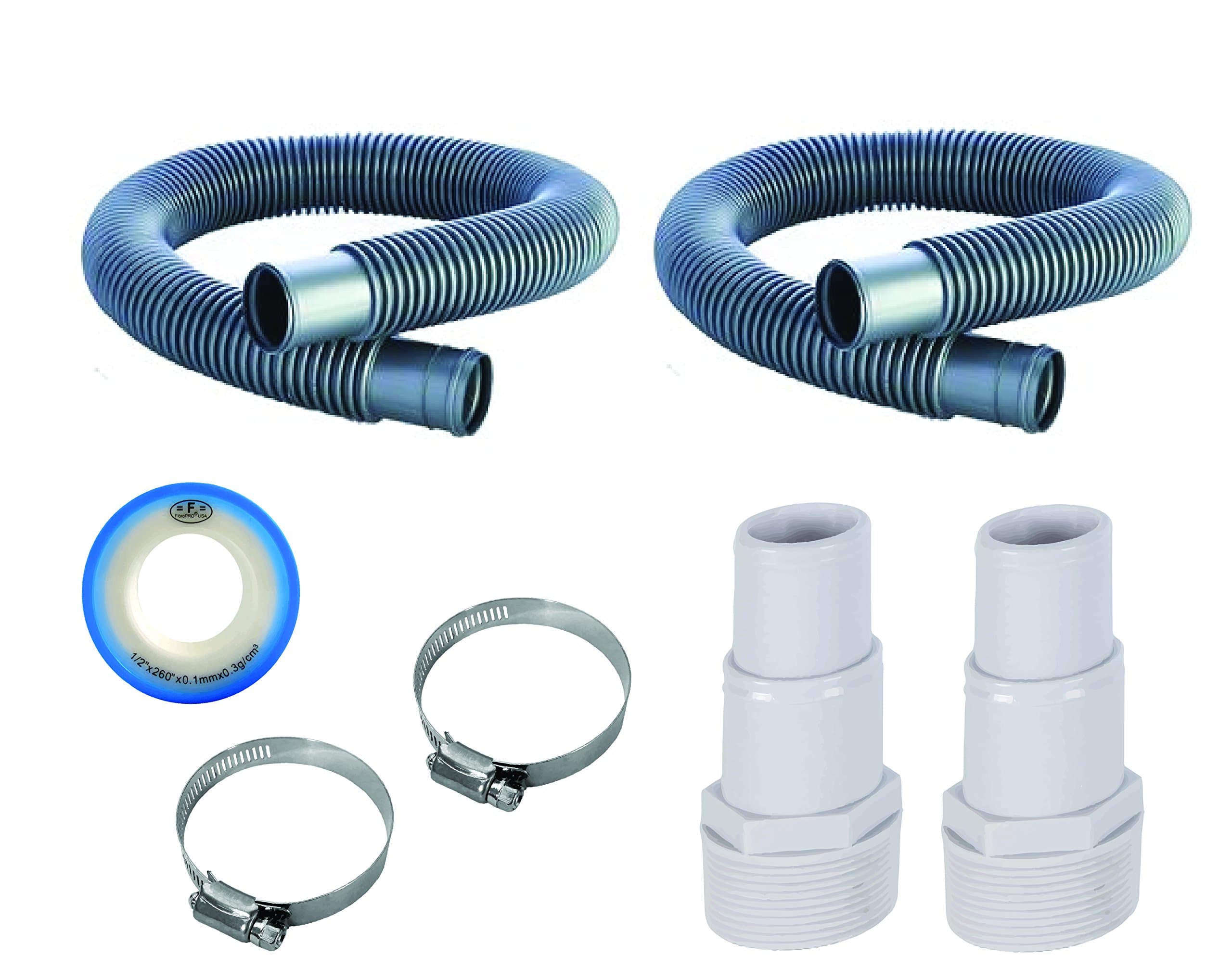 Fibropool 1 1/2" Swimming Pool Filter Hose Replacement Kit (3 Feet, 2 Pack)