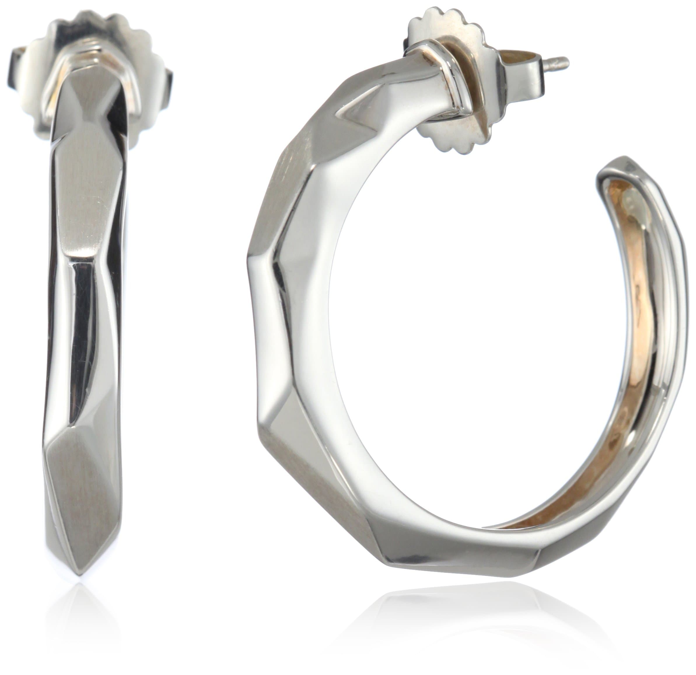 Kara Ross "Pyramid" Sterling Silver Super Slim Hoops