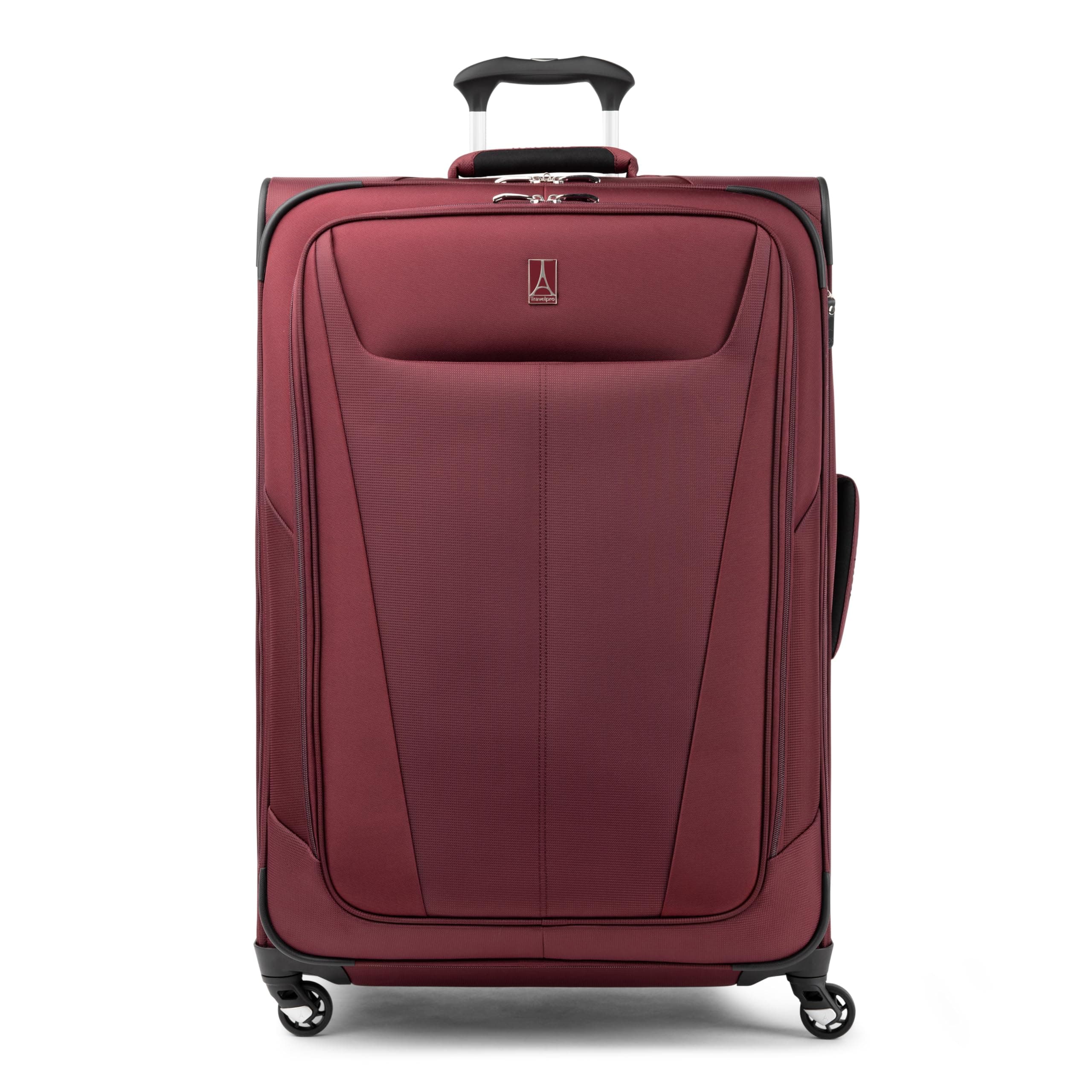 Maxlite 5 Softside Expandable Luggage with 4 Spinner Wheels, Lightweight Suitcase, Men and Women, Burgundy, Checked-Large 29-Inch