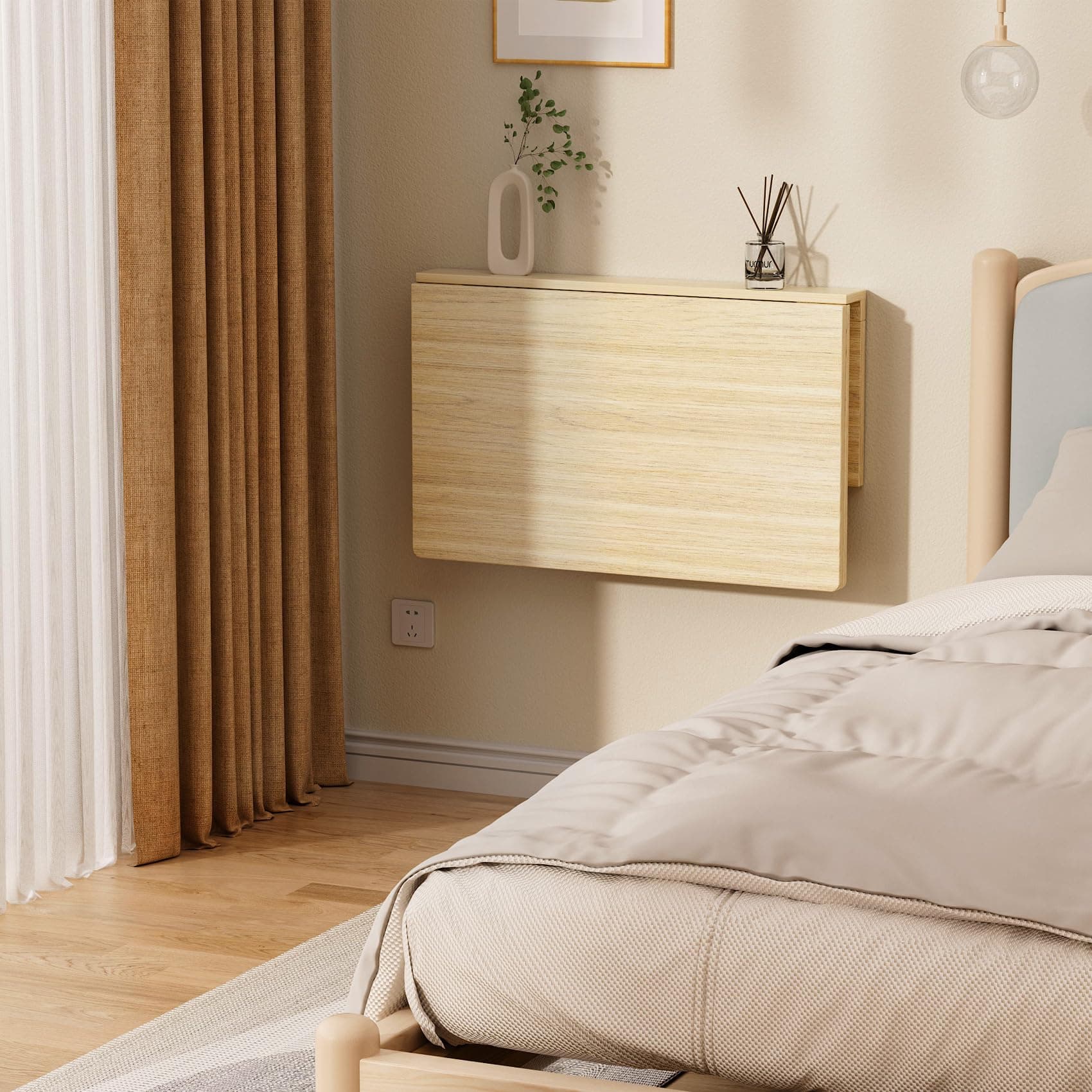 Muibe Wall Mounted Folding Table Desk,29.5" Wall Mounted Drop Leaf Table,Fold Down Wall Floating Desk for Small Saving Spaces, for Laundry Room Bar Home Office Small Space 29.5 in. x 19.6 in.