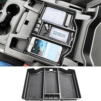 EDBETOS Full Center Console Organizer Compatible with 2019-2023 2024 2025 2026 Dodge RAM 1500 2500 3500 Accessories ABS Plastic Material Insert Tray Secondary Storage Armrest Box, Black
