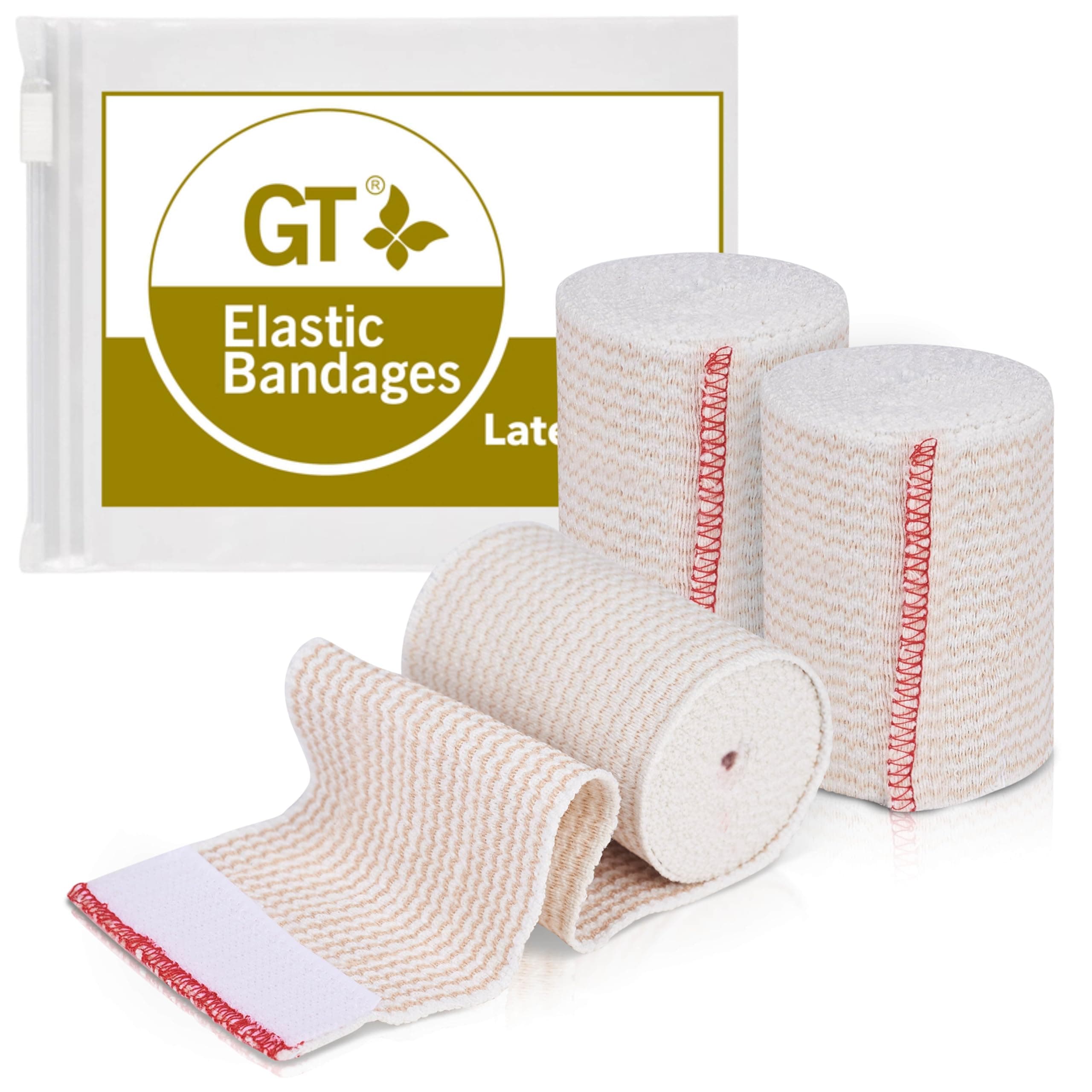 Premium Elastic Bandage Wrap (3" 3 Pack) - Hook & Loop Fasteners at Both Ends - Latex Free Hypoallergenic Compression Roll - Reusable Bandages for Waist, Legs, Elbow & Knee Wrap