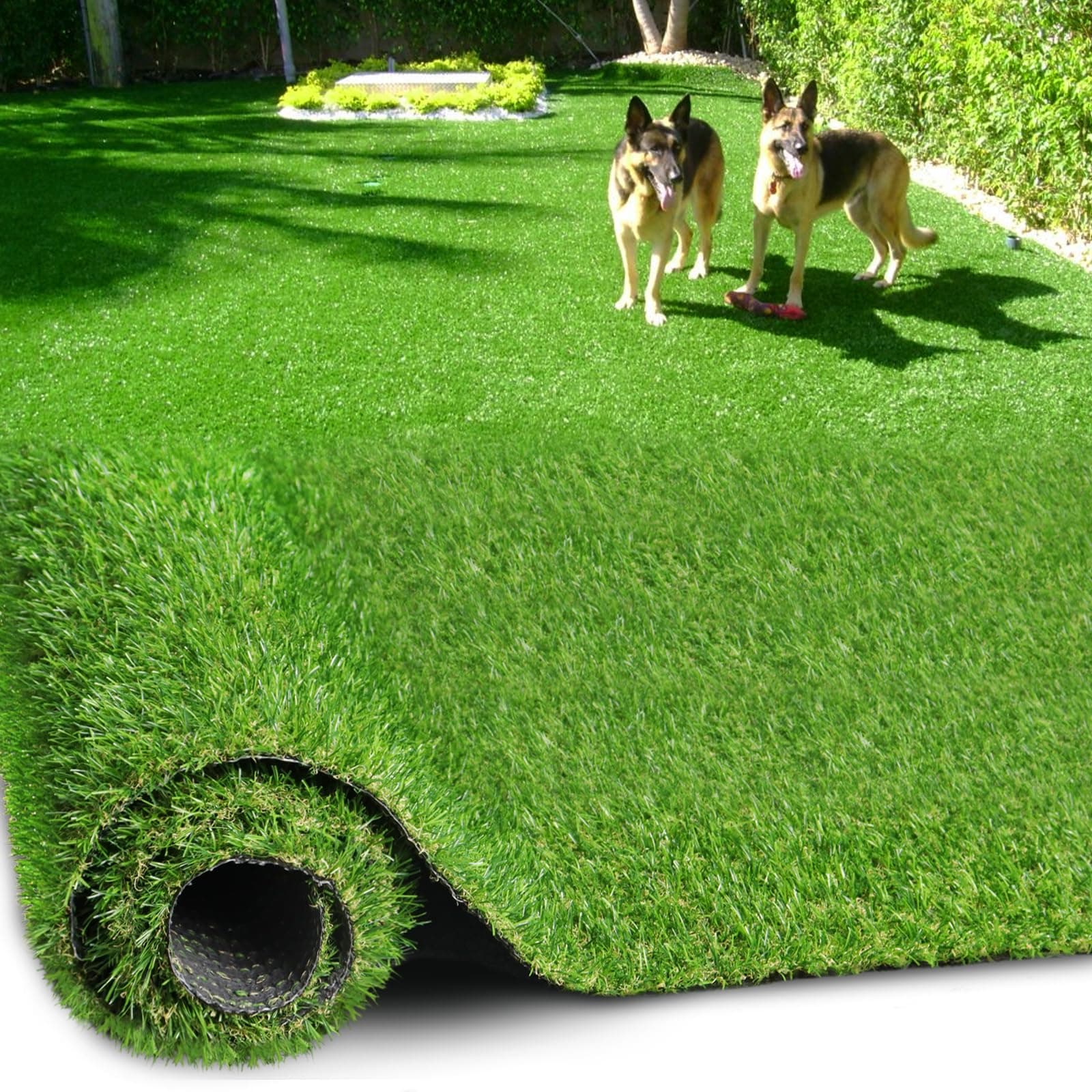 Artificial Turf Grass 3 FT × 65 FT, Realistic Fake Grass Rug with Drainage, 0.8" Height Outdoor Indoor Synthetic Grass Carpet Mat for Dogs, Balcony, Patio, Backyard, Customized
