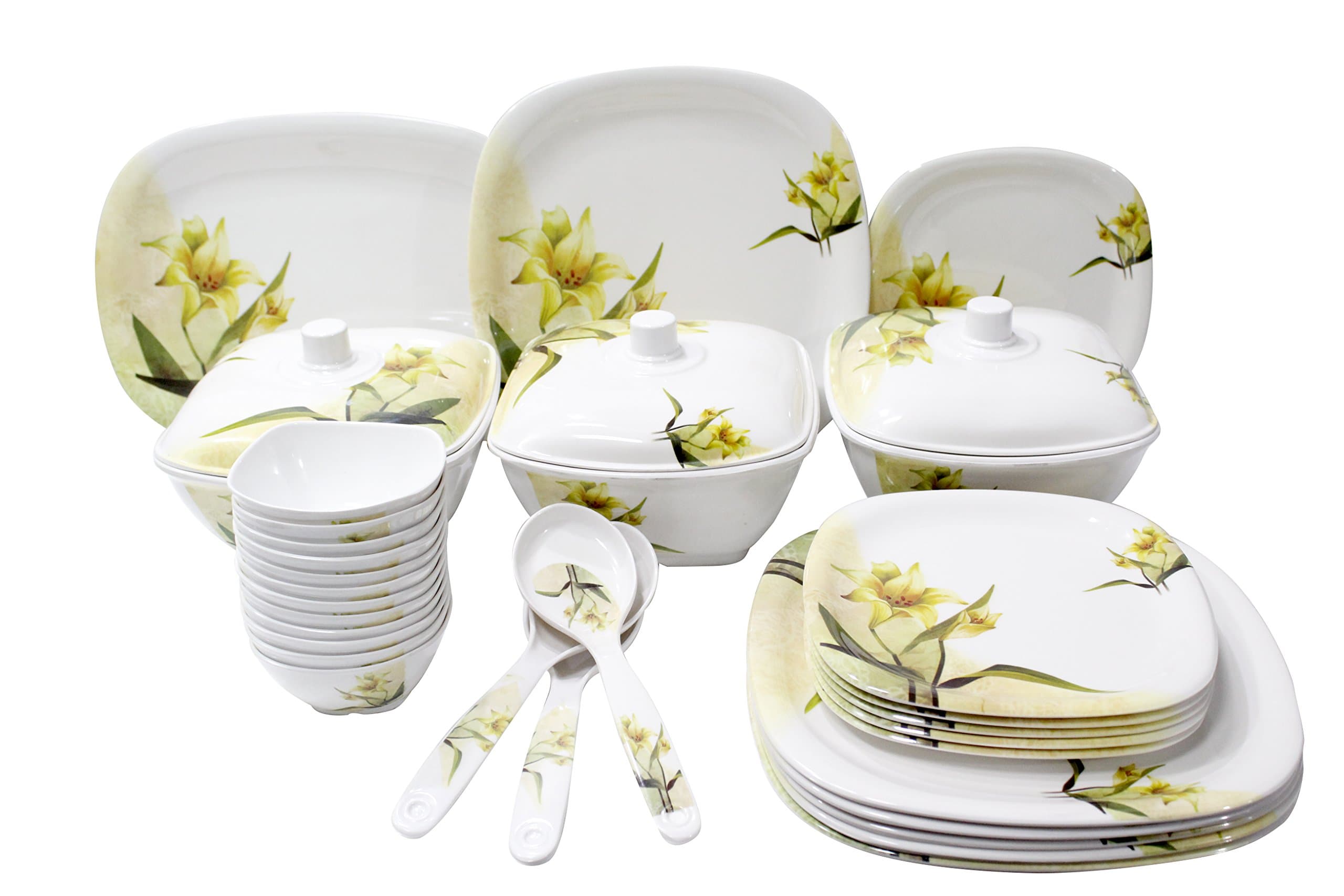 Bataniya Melamine Dinner Set - 40 Pieces, Multicolor