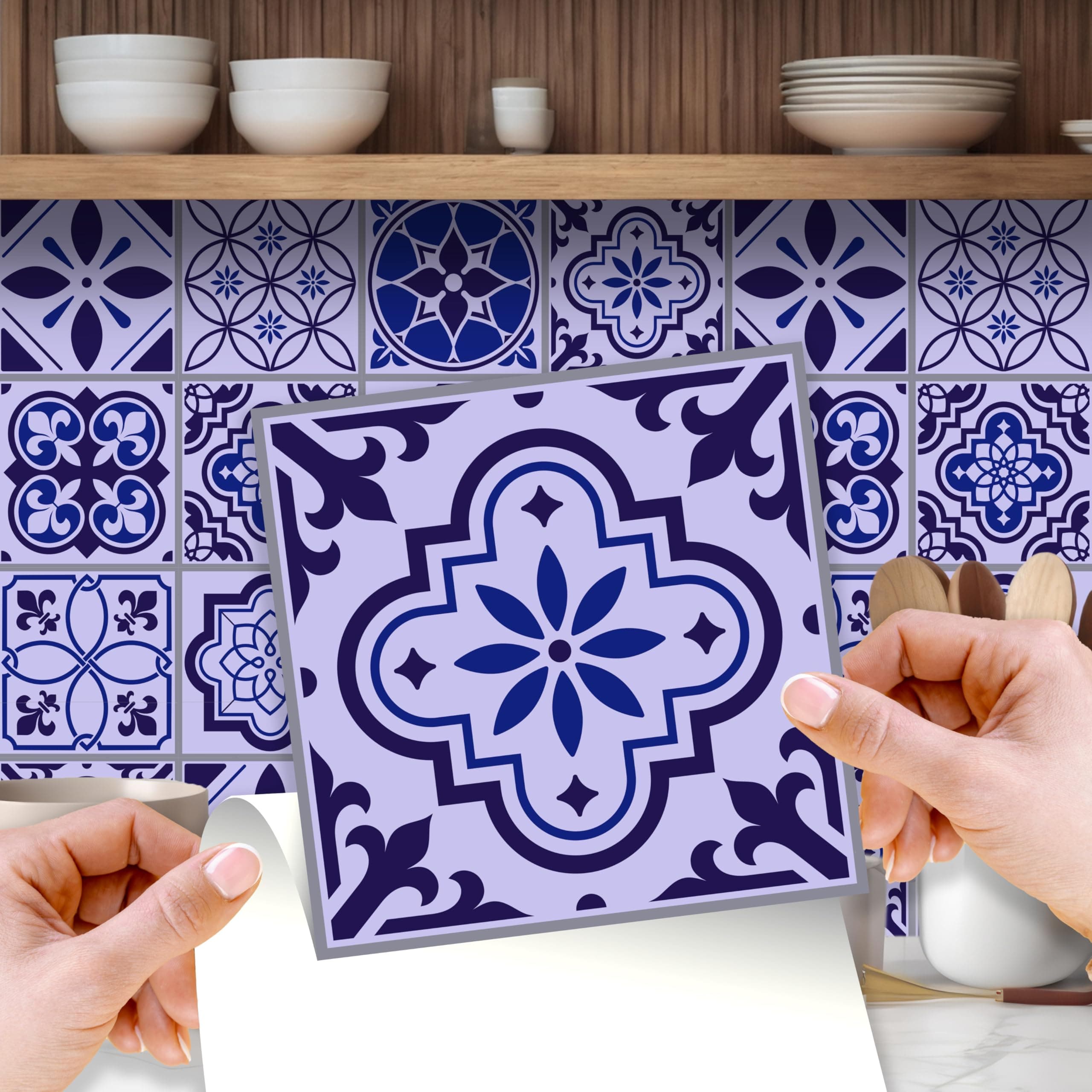 Walplus Tile Spanish & Moroccan Wall Sticker Decal (Size: 15cm x 15cm @ 24pcs)
