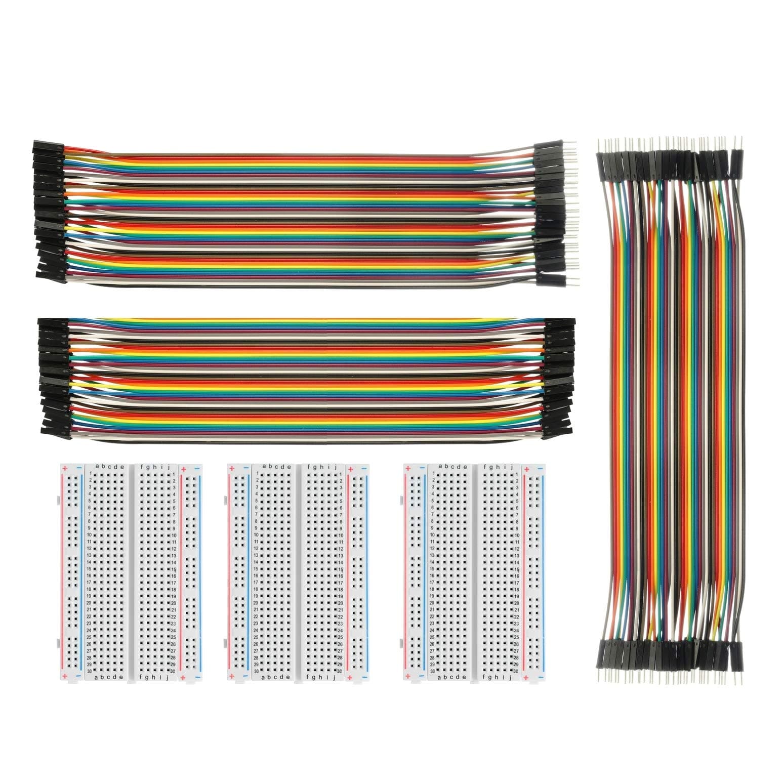 Breadboard Solderless with Jumper Cables– ALLUS BB-018 3Pc 400 Pin Prototype PCB Board and 3Pc Dupont Jumper Wires (Male-Female, Female-Female, Male-Male) for Raspberry Pi and Arduino
