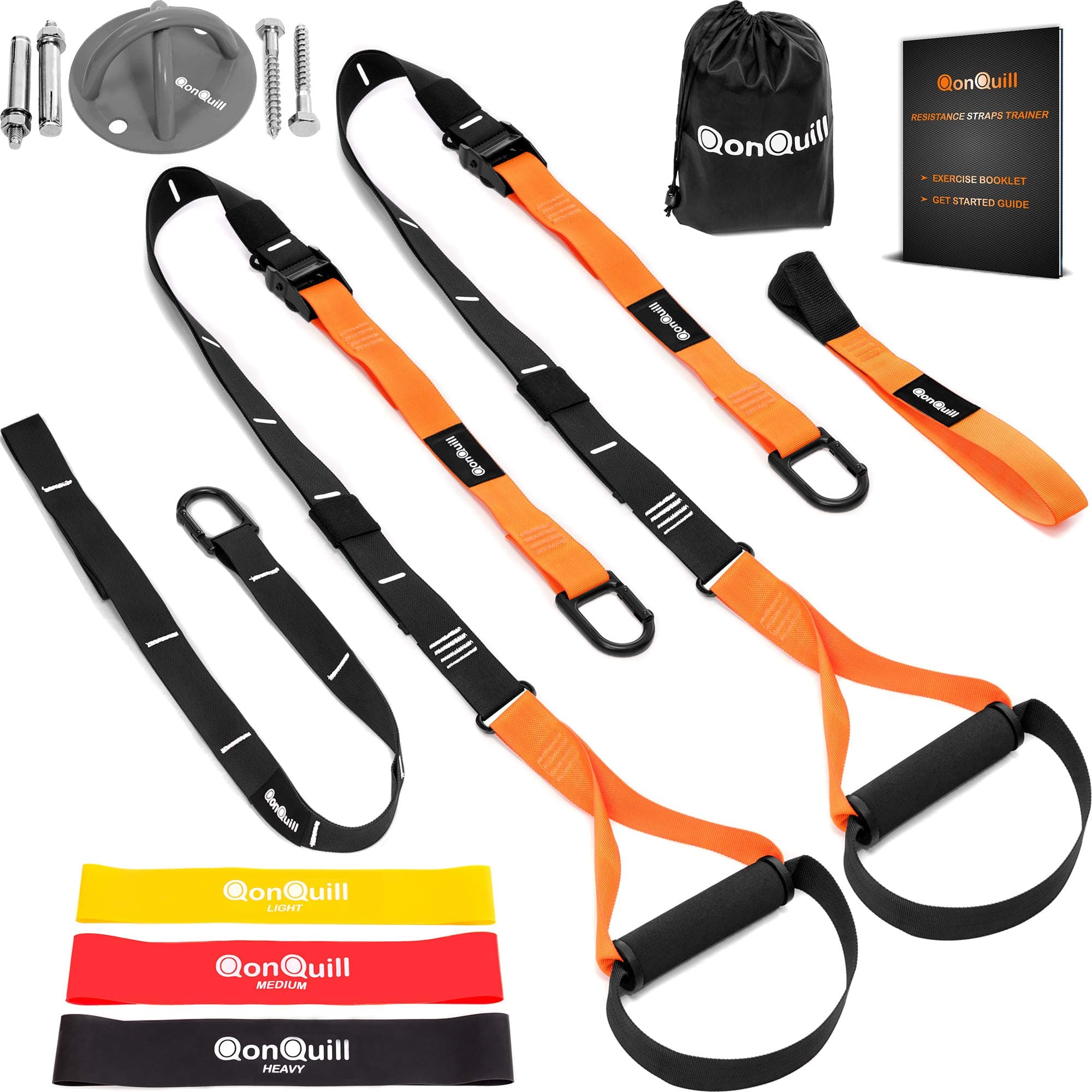 Resistance Straps Trainer Bundle | Complete BodyWeight Training Straps Kit + Wall Mount Bracket + 3 Exercise Loop Bands | Five Anchoring Solutions with Easy Setup for Home, Gym & Outdoors Workouts