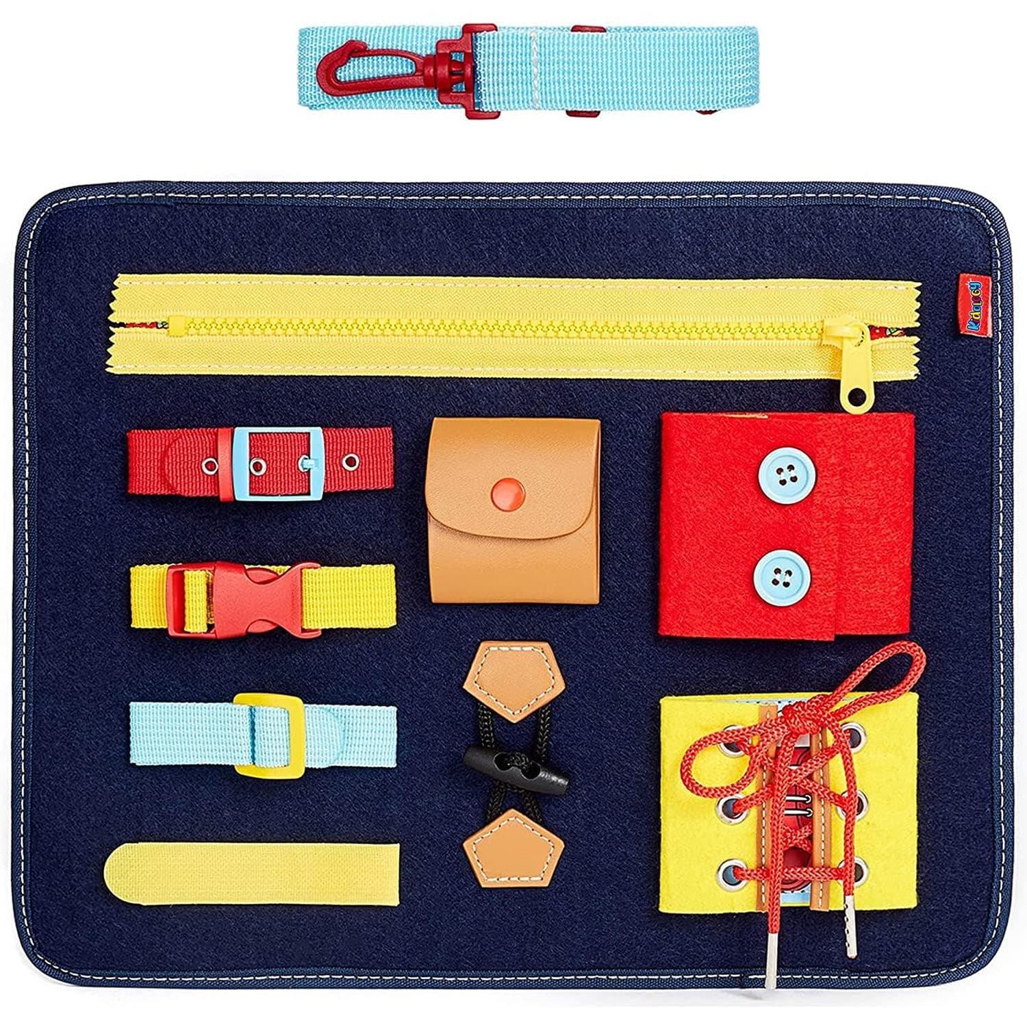 Kidology Montessori Busy Board Toy to Develop Basic Skills, Educational Sensory Board Travel Toys for Plane Car Aged 3+ Kids, Activity Parents-Kids Travelling Toys, Multi Color