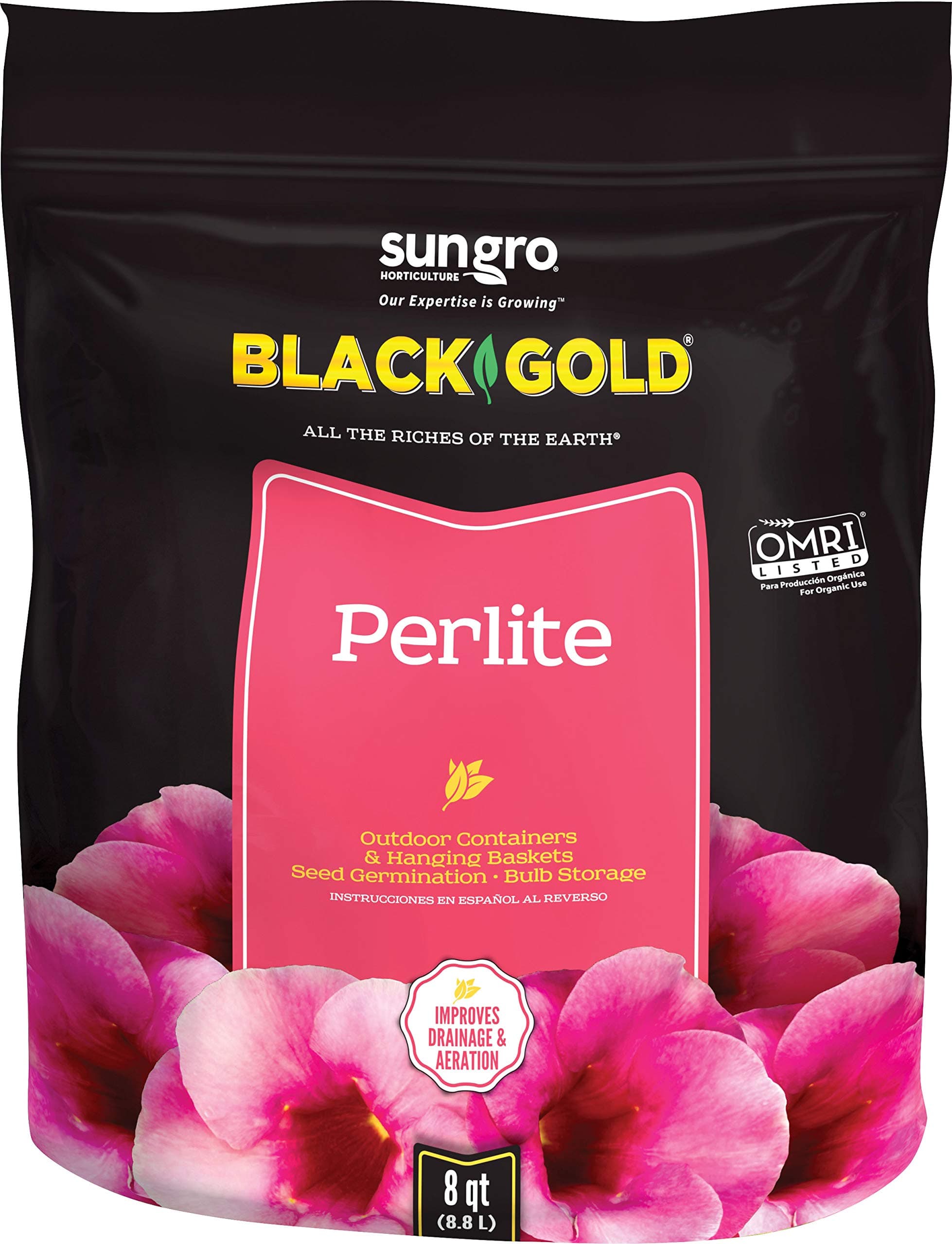 Sun Gro Horticulture Black Gold Perlite, 8 quart