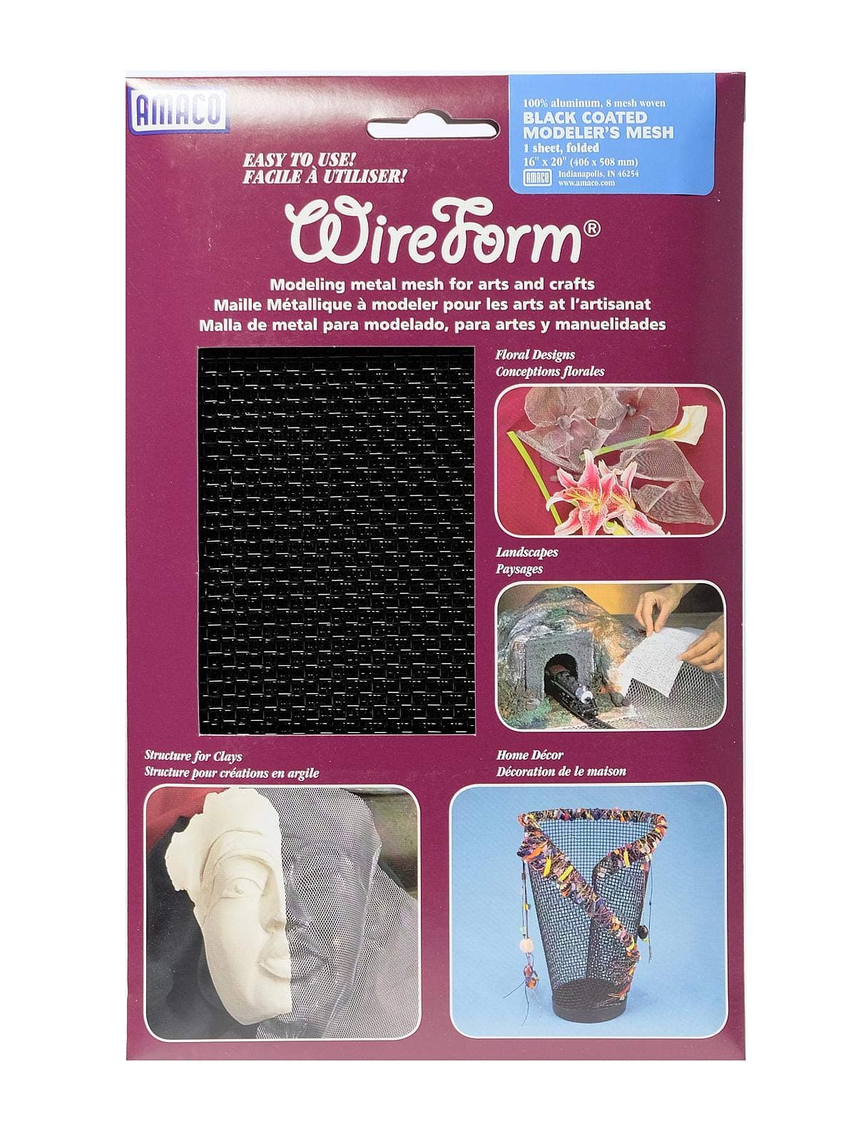 Amaco 50118f Wire Form Metal Mesh Sheet Mini Pack - Coated Black