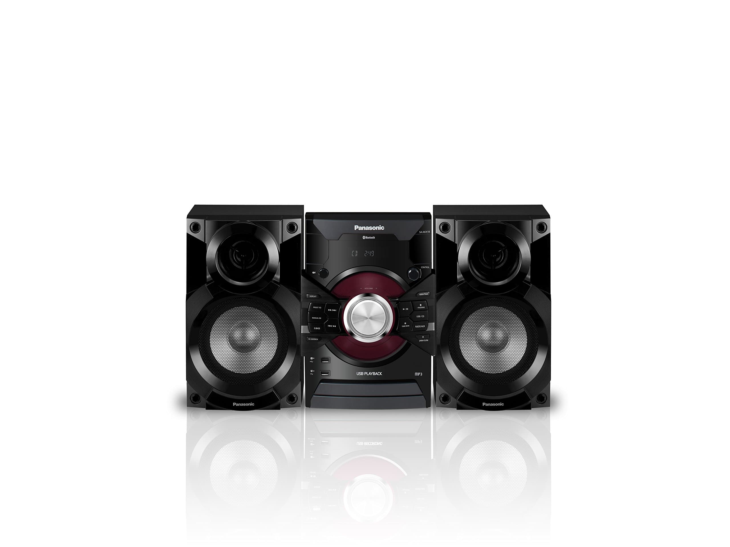 Panasonic MAX DJ Jukebox Sound System SC-AKX18 (Black) Bluetooth and USB Music Play, Smartphone Control