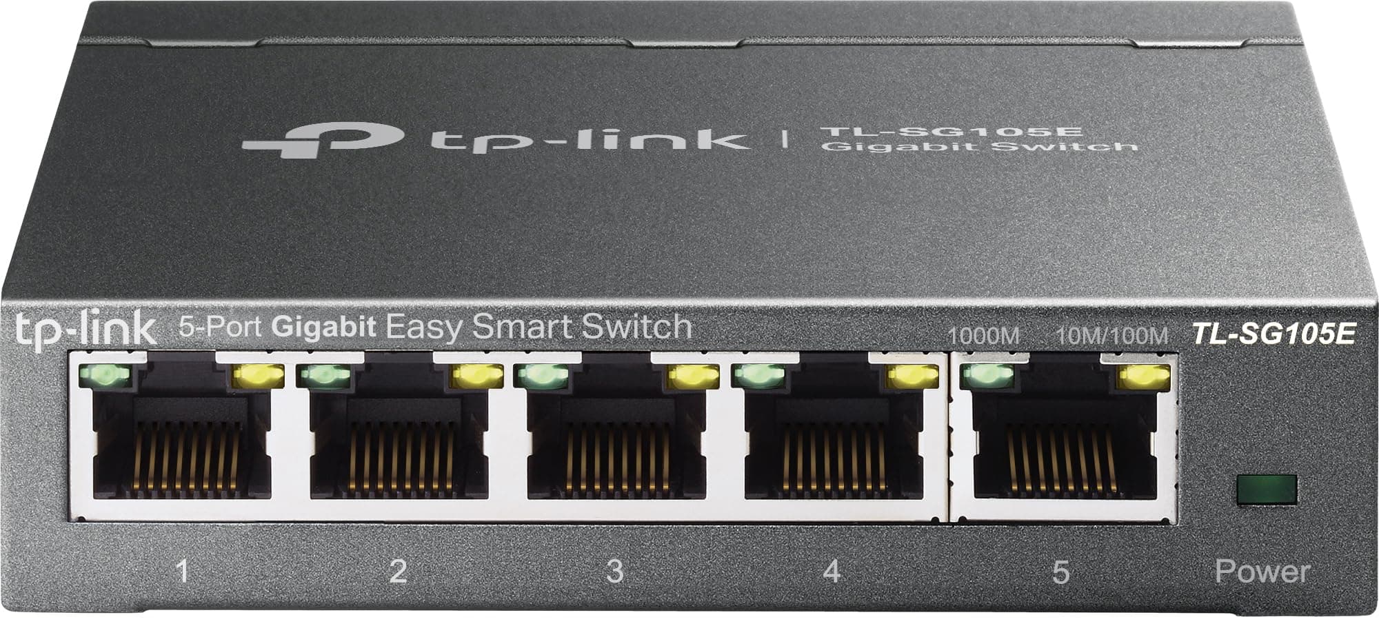 TP-Link 5 Port Gigabit Switch Easy Smart Plug & Play Desktop/Wall-Mount Sturdy Metal w/Shielded Ports Support QoS, Vlan, IGMP and Link Aggregation (TL-SG105E)
