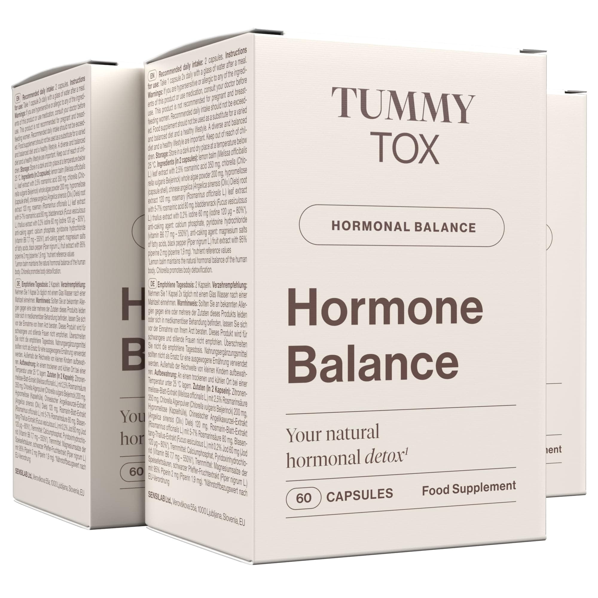 Hormone Balance - Estrogen Detox for Women with Iodine, Chinese Angelica, Bladderwrack with Chlorella and Lemon Balm - 3 Month Supply Capsules by Tummy Tox