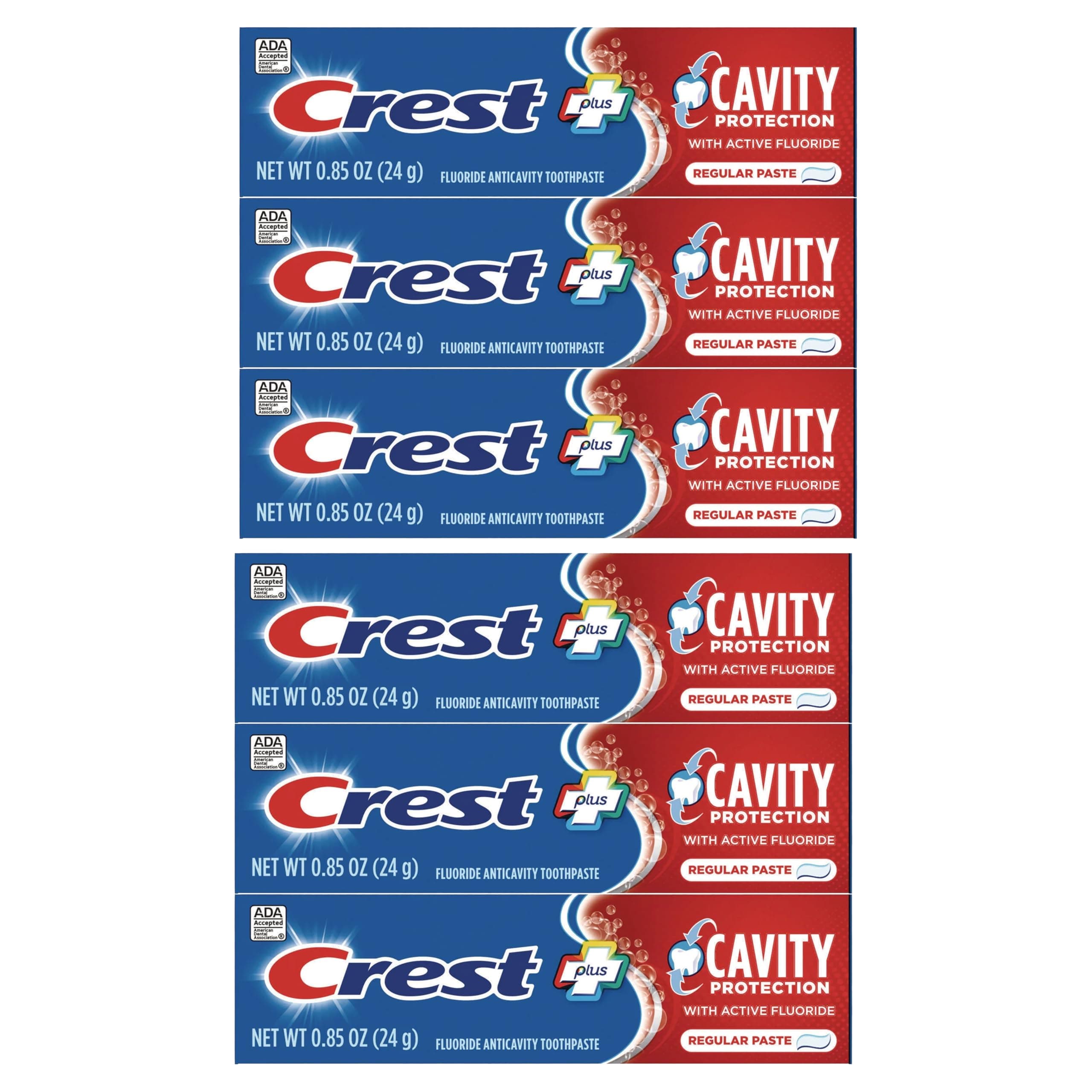 Cavity Protection Regular Toothpaste, Travel Size .85 oz. (24g) - Pack of 6