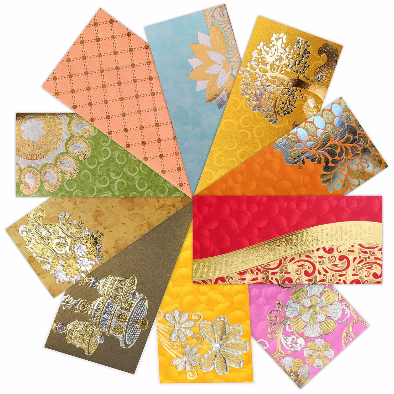 PARTH IMPEX Shagun Gift Envelope (Pack of 10) Assorted Color Designs Money Holder Fancy Packet for Christmas Diwali Easter Birthday Wedding Anniversary Designer Invitation Envelopes