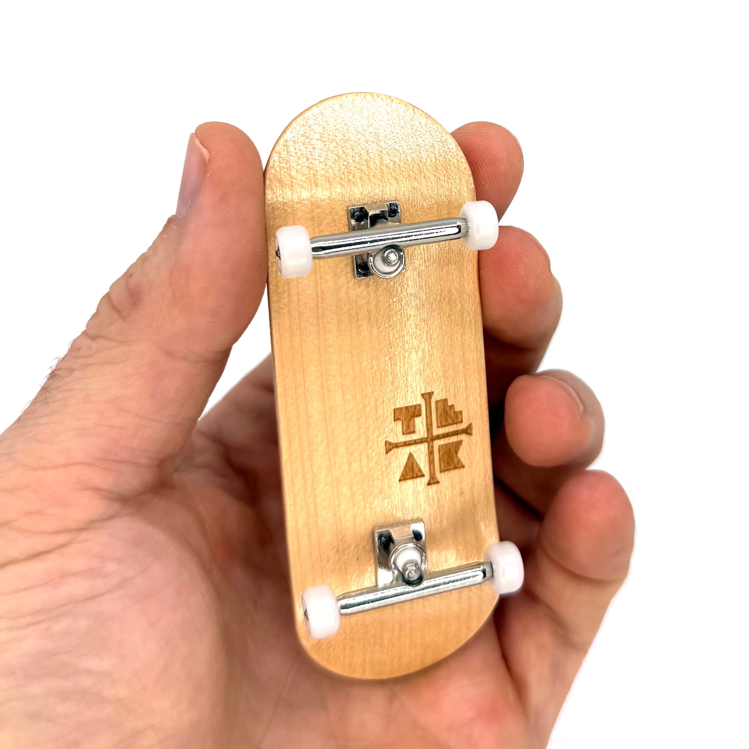 Teak Tuning 34mm Pro Fingerboard Complete - Fully Assembled with Pro Level Components - Pro Shaped Wooden Deck (34x97mm), UltraSpin Bearing Wheels, Prodigy Gen2 Trucks - Silver Heels