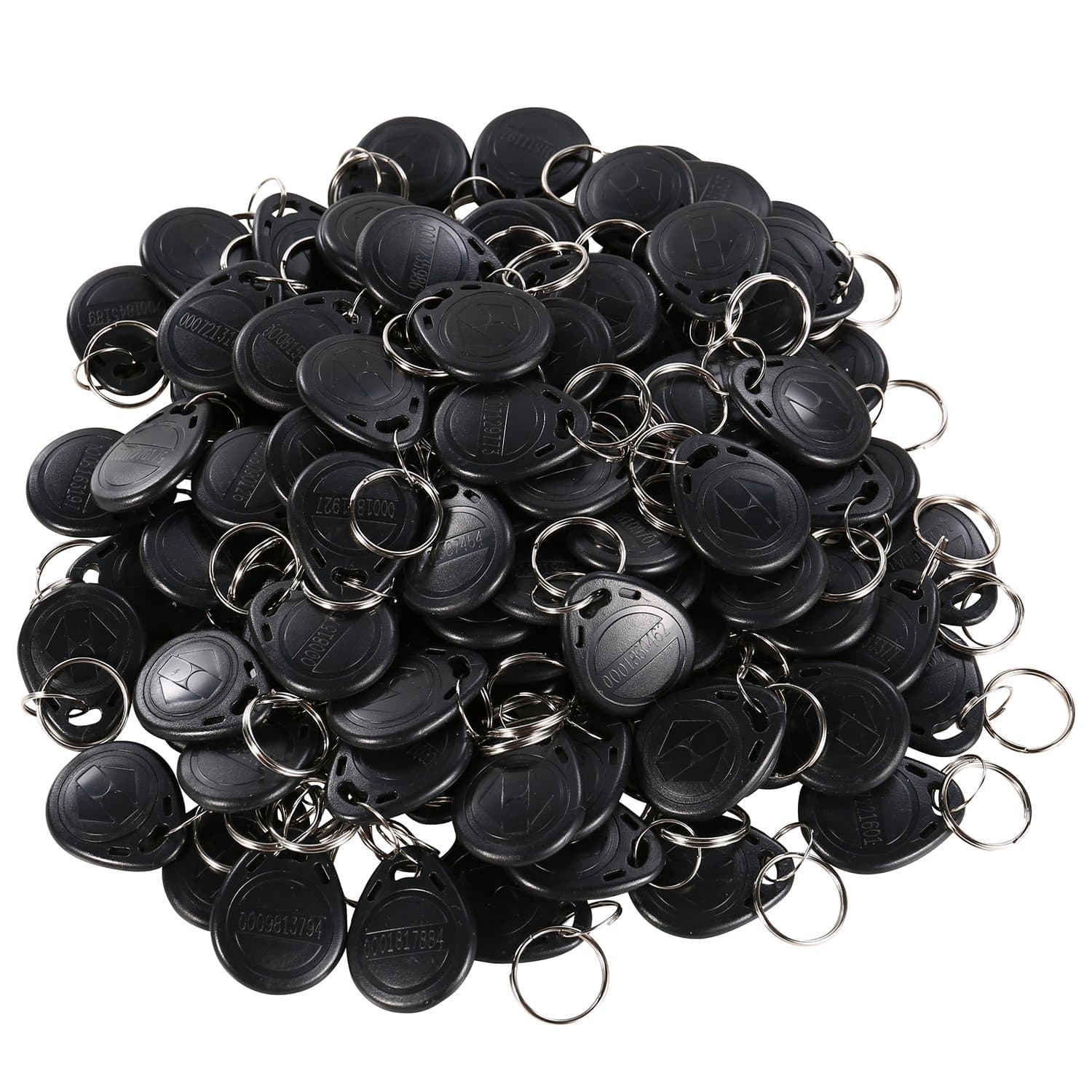 125khz RFID Smart EM ID Read Only Entry Access Keyfob Tag Token Keychain Card (100 Pack) (Black)