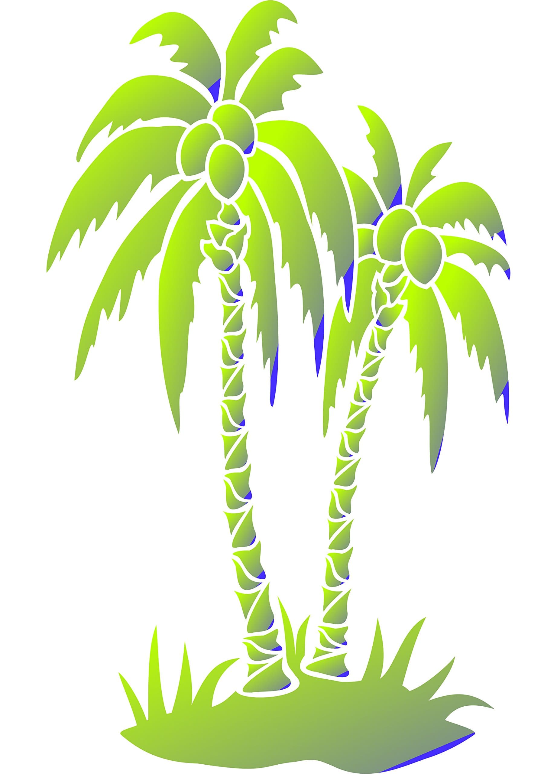 Palm Trees Stencil - 25.5 x 35.5cm (M) - Reusable Large Tropical Island Coconut Tree Leaves Wall Stencil Template