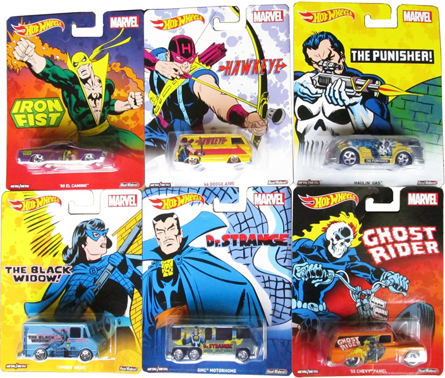 Hot Wheels2016 Pop Culture Marvel Comic Heroes Complete Set of 6 Vehicles