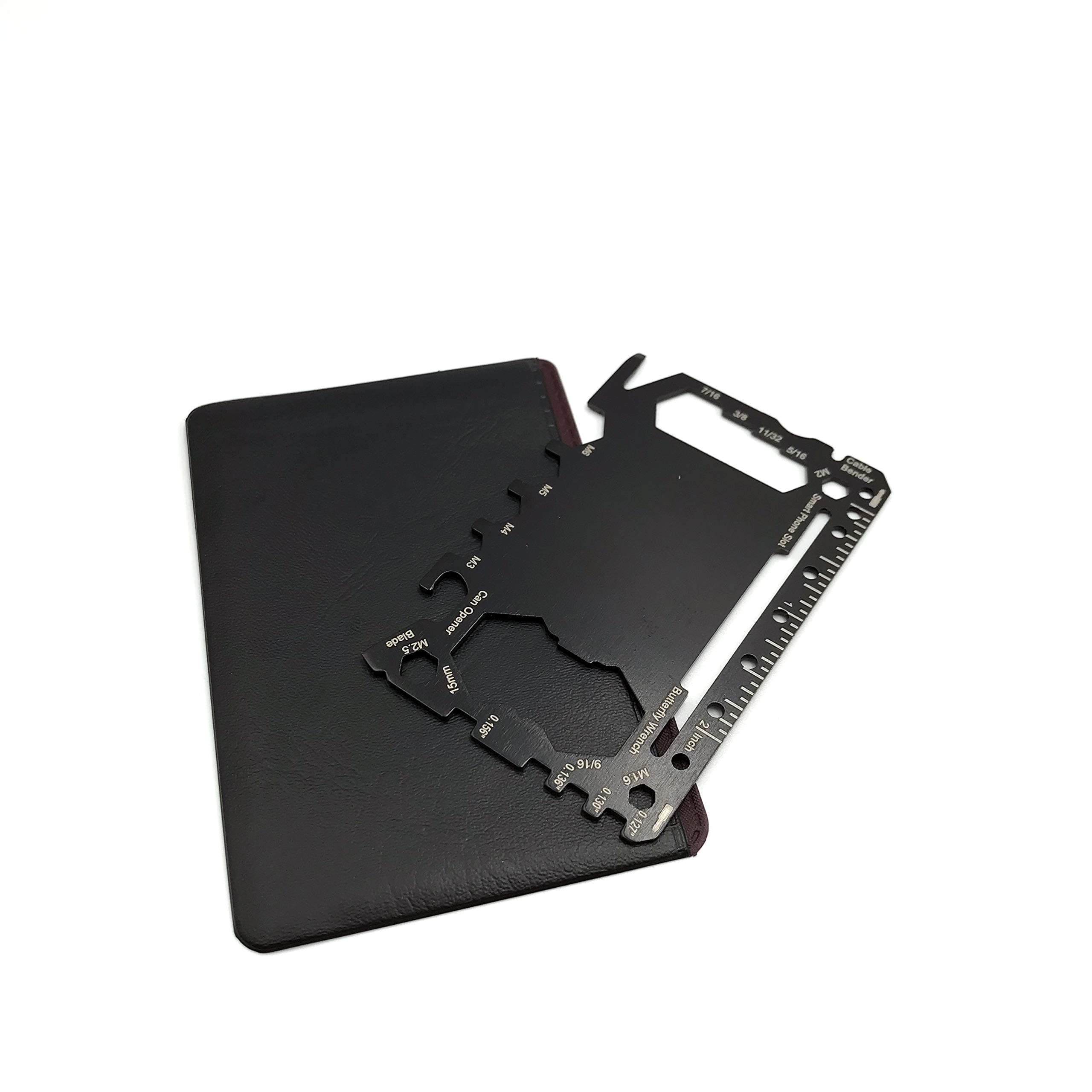 Survival Pocket Tool - 46 in 1 Multi-functional Credit Card Wallet Size Multitool with Pouch - Multi-Purpose Ninja Tool - Black