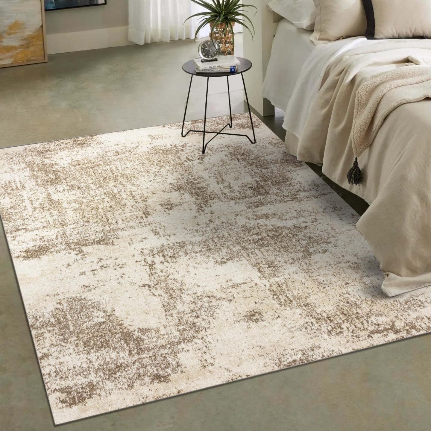 Modern Abstract Beige 5x7 Area Rug