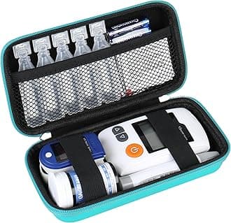 Diabetic Supplies Hard Case Diabetic Supply Organizer Bag Carrying Case for Diabetes Testing Kit Blood Glucose Monitor Kit with Blood Sugar Glucometer Test Strips Lancing Device Lancets, Green