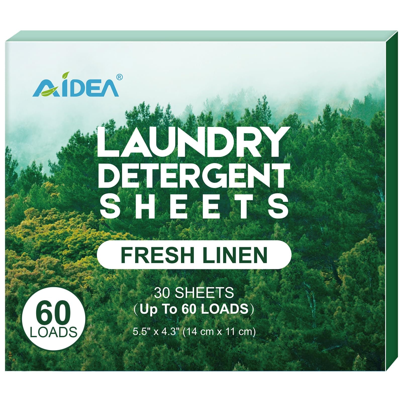AIDEA Laundry Detergent Sheets, Fresh Linen Scent-(60 Loads) 30 Sheets, Eco-Friendly Laundry Detergent, No Plastic Jug, Lightweight, Easy To Use For Travel