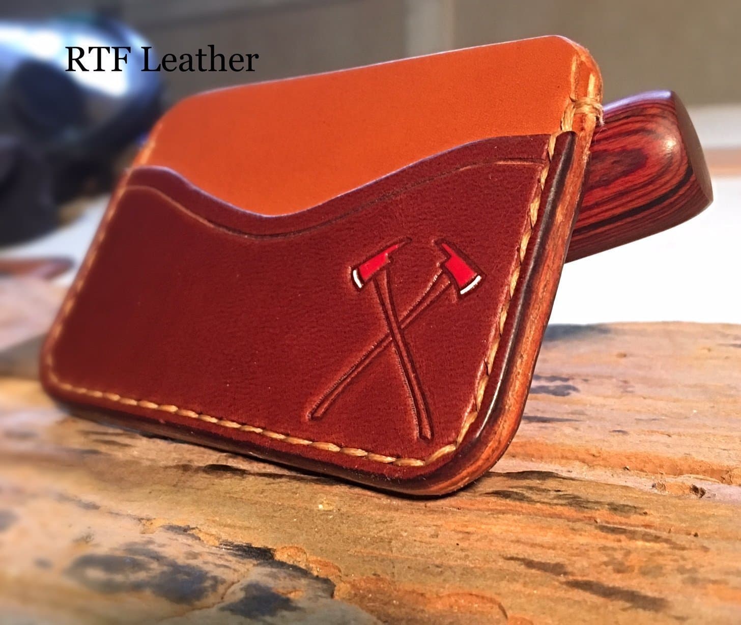 Firefighter Edition 3 Pocket minimalist Wallet (Colonial Tan Thread Pictured)