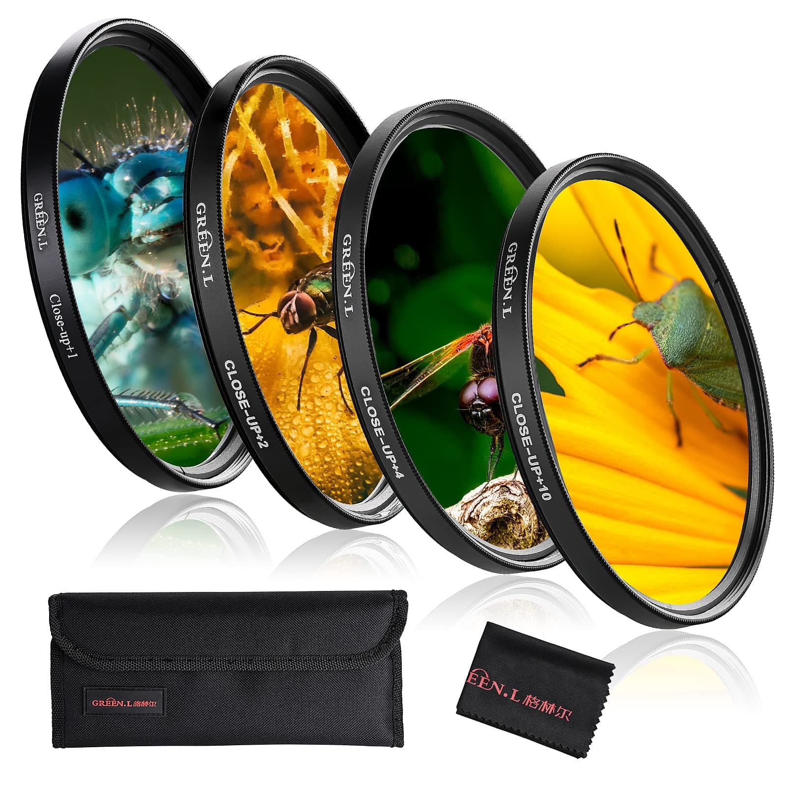 82mm Close-up Filter Set (+1,+2,+4,+10)，Professional Macro Filter for Canon, Nikon, Sony, Fuji, Olympus Camera Lens