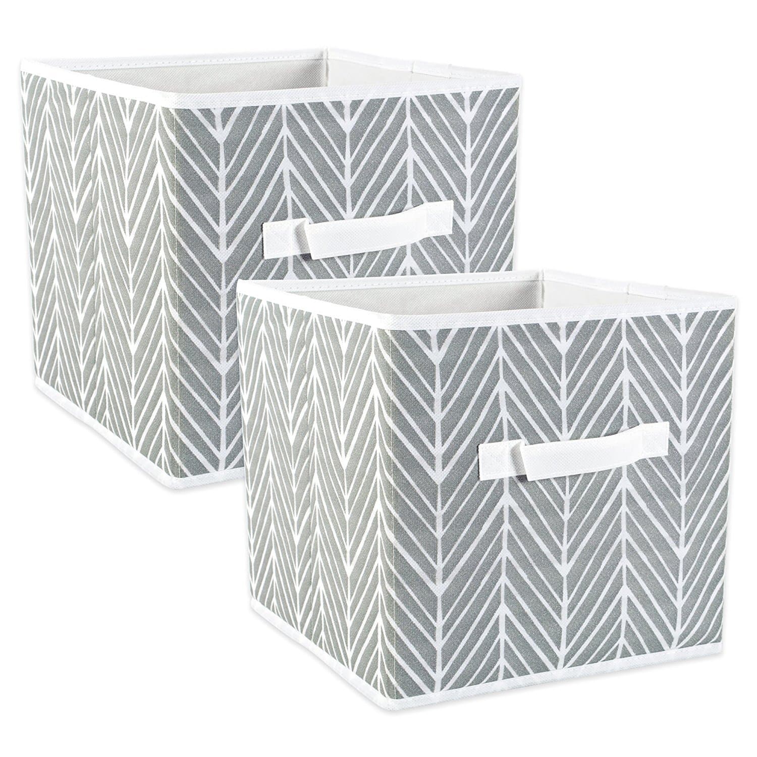 DIINon Woven Storage Collection Polyester Herringbone Bin, Large Set of 2, Gray, 2 Piece