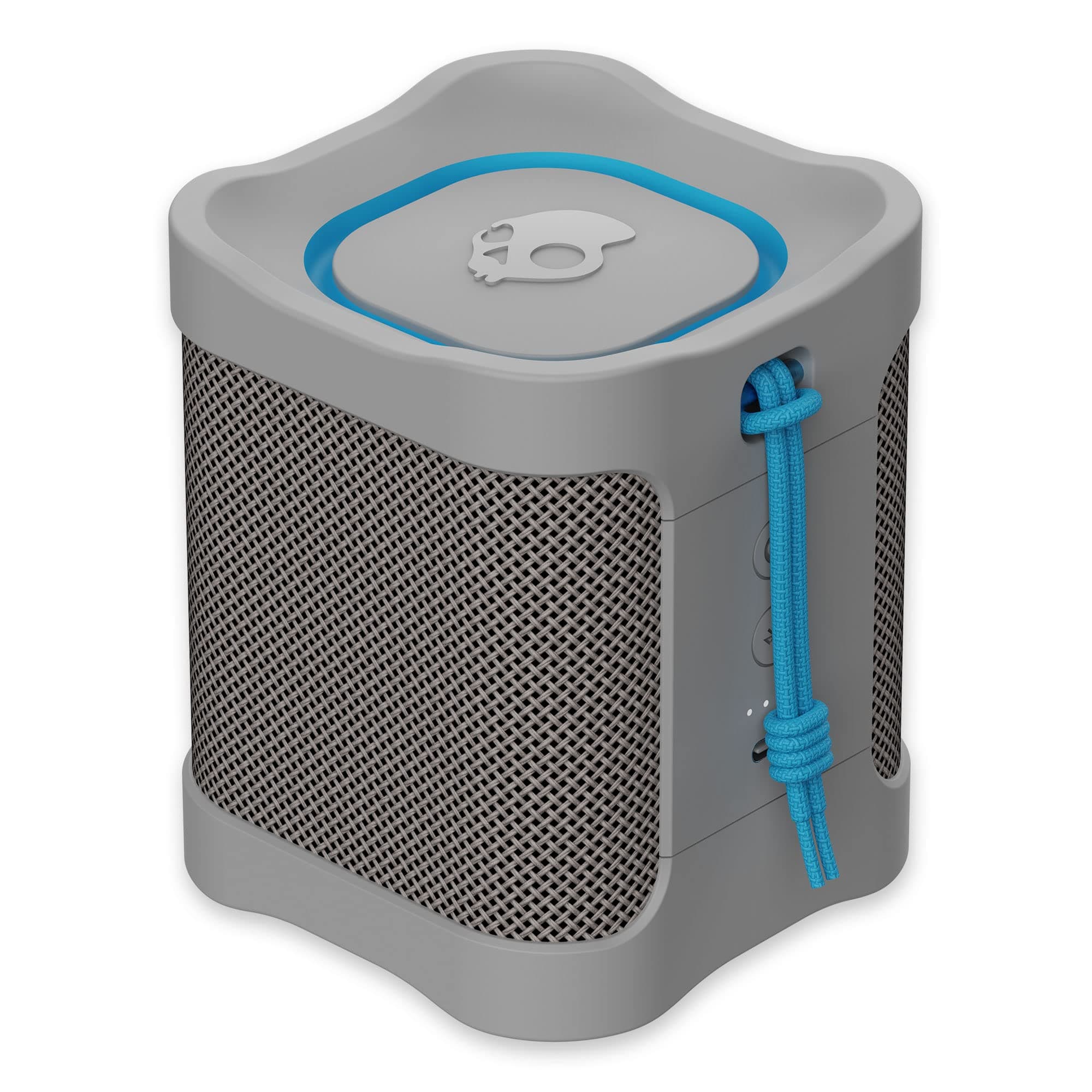 Skullcandy Terrain Mini Wireless Bluetooth Speaker - IPX7 Waterproof Portable Speaker with Dual Custom Passive Radiators, 14 Hour Battery, Nylon Wrist Wrap, & True Wireless Stereo (Grey)
