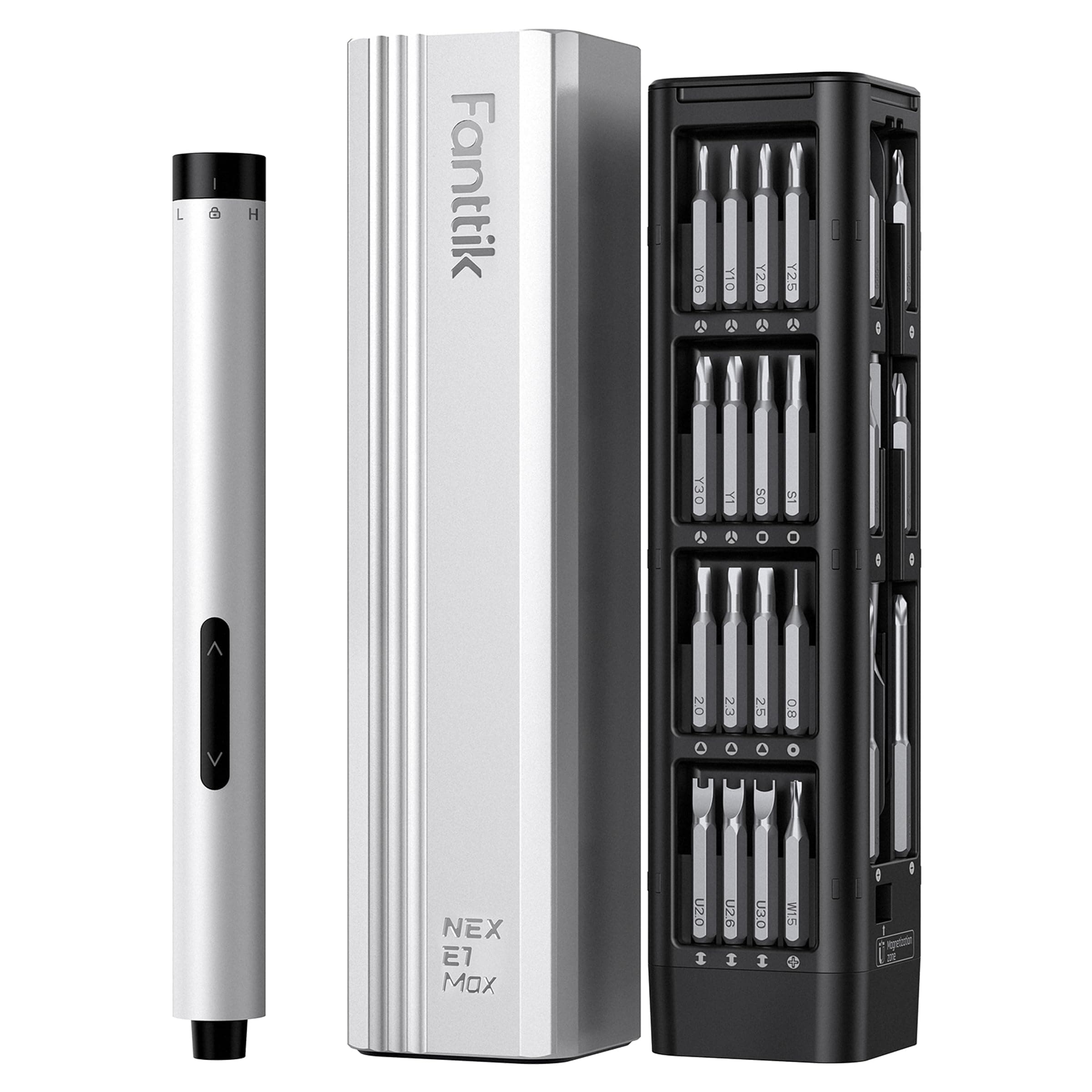 Fanttik E1 Max Electric Precision Screwdriver, 50 Magnetic Bits, Precision Screwdriver Set, Magnetic Storage Case, Hex Chuck, Type-C Charging, 200 RPM, High Precision Torque, For Repairing Electronics