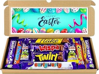 Easter Chocolate Hamper, Letterbox Chocolate Gift Box of 10 Fullsize Dairy Milk Chocolate bars, Ideal Gifts For Women & Gifts For Him (Happy Easter)