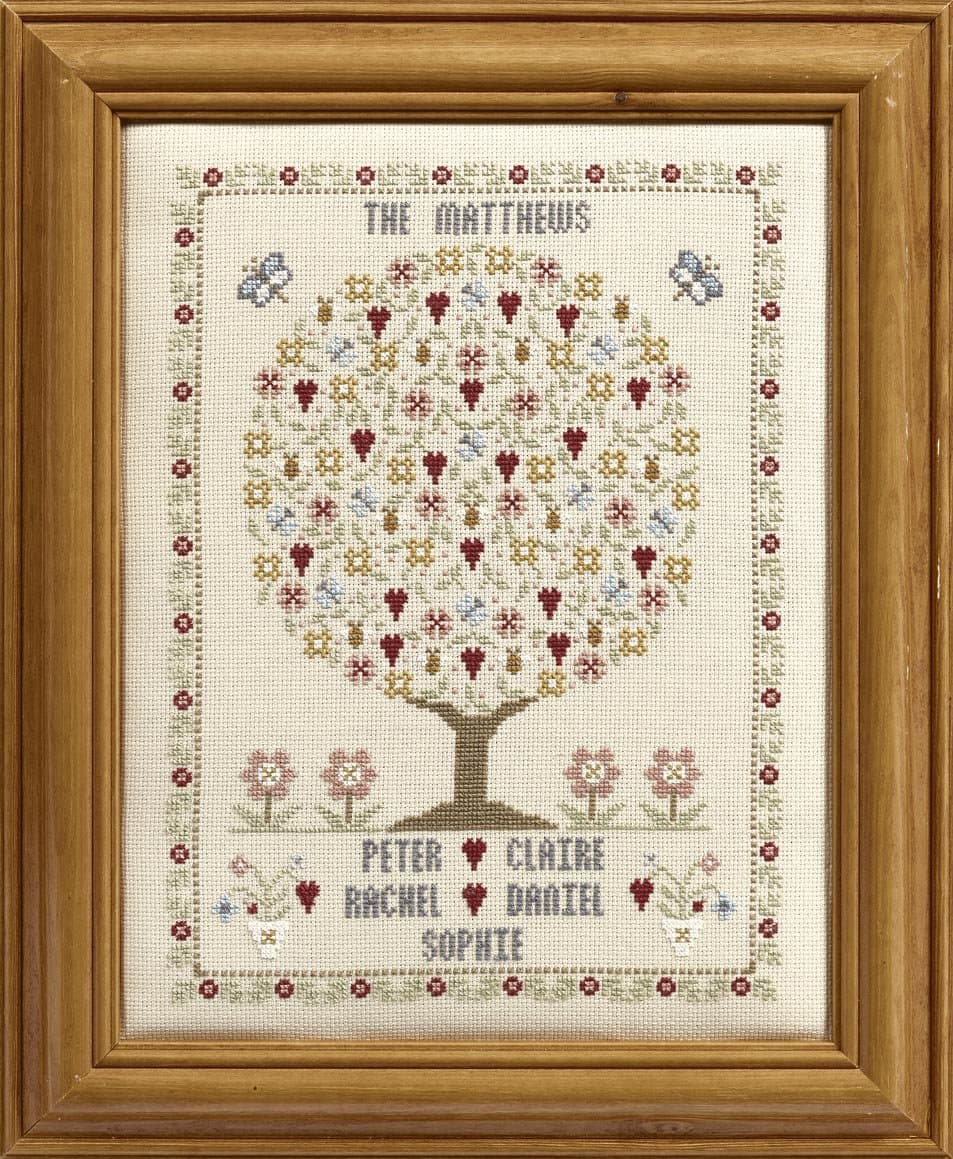 Butterfly & Bee Family Tree Sampler cross stitch