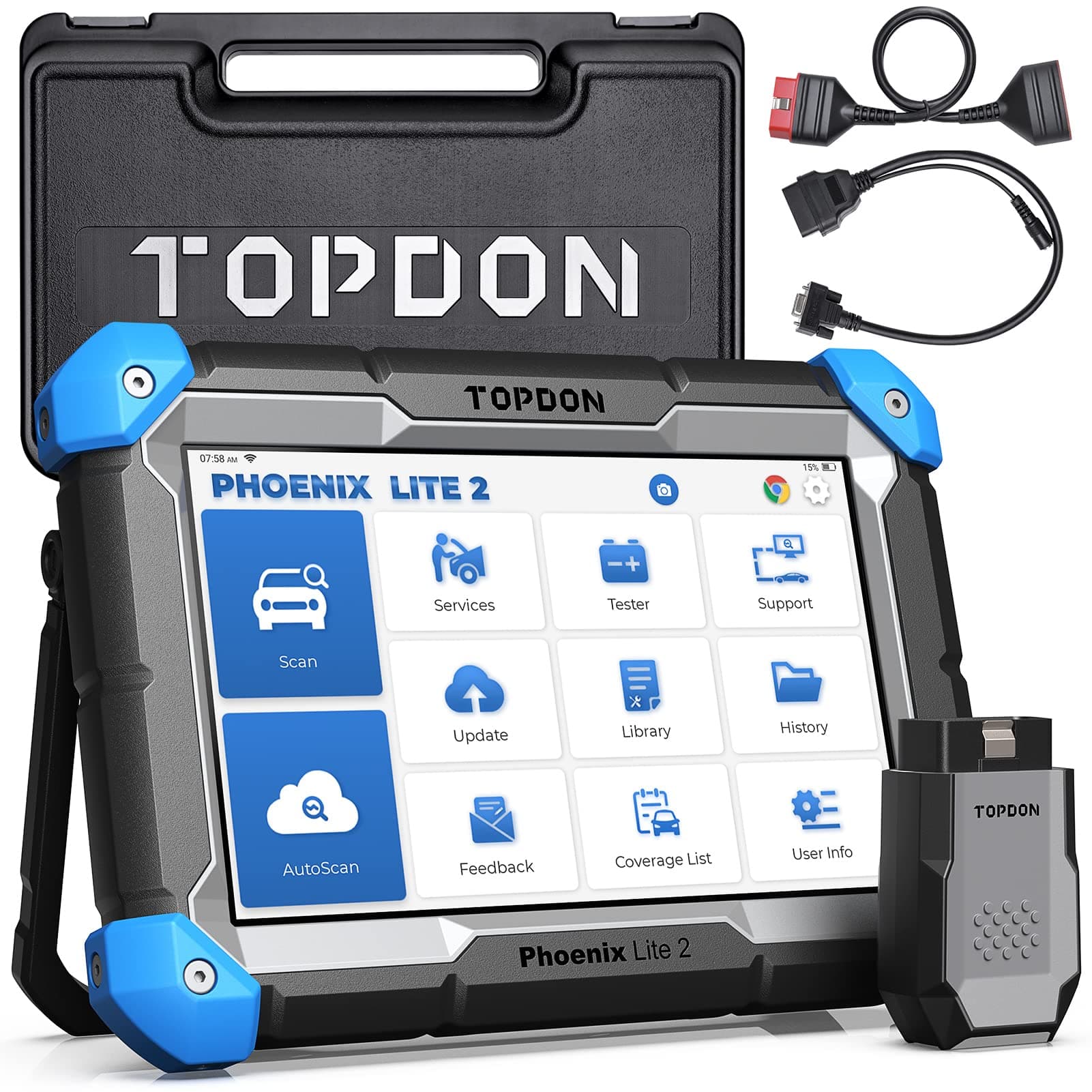 TOPDON Phoenix Lite 2 Multi-Brand Car Diagnostic Tool for All Systems, ECU Coding, 34+ Maintenance Service, Bidirectional Control, Guided V.A.G