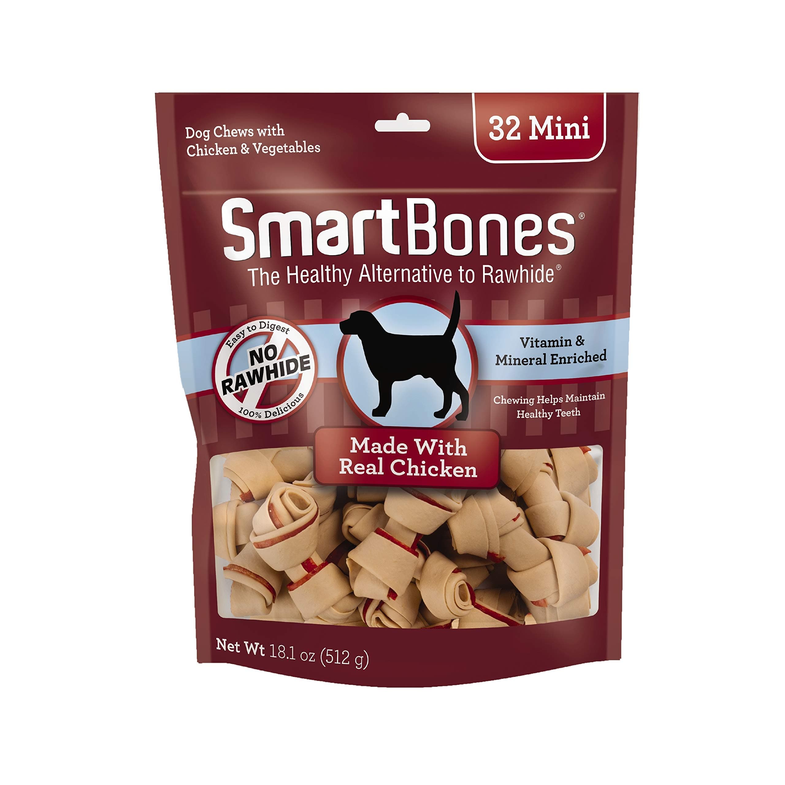 SmartBones Mini Chews with Real Chicken 32 Count, Rawhide-Free Chews for Dogs