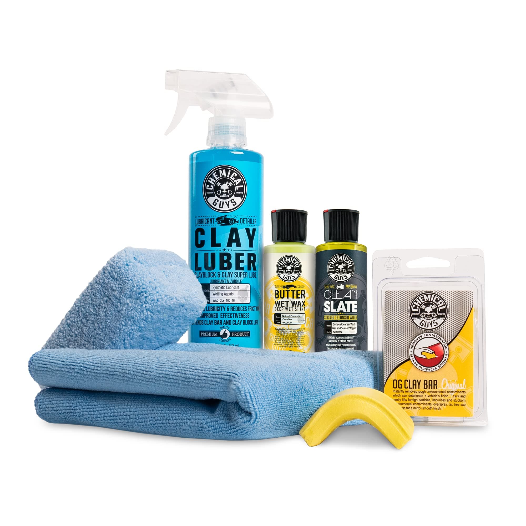 Clay Bar Kit - Complete System - Clay Bar and Luber Combo with Accessories for Smooth Paint Finish - Removes Embedded Dirt, Overspray, and Fallout - 6 Item Kit