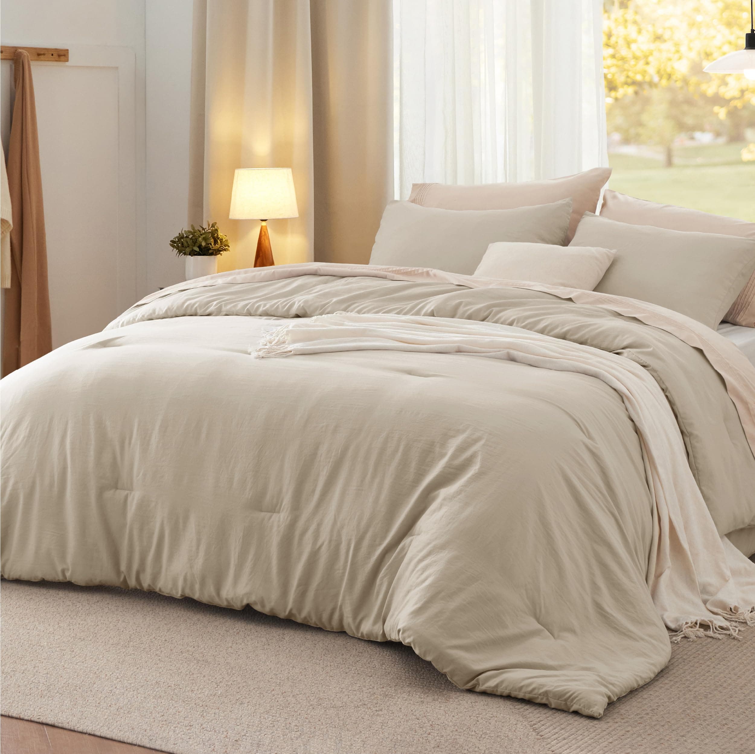 Bedsure California King Comforter Set, Sand Soft Prewashed Bedding for All Seasons, 3 Pieces GentleSoft™ Down Alternative Bed Set, 1 Lightweight Comforter (104"x96") and 2 Pillowcases (20"x36")