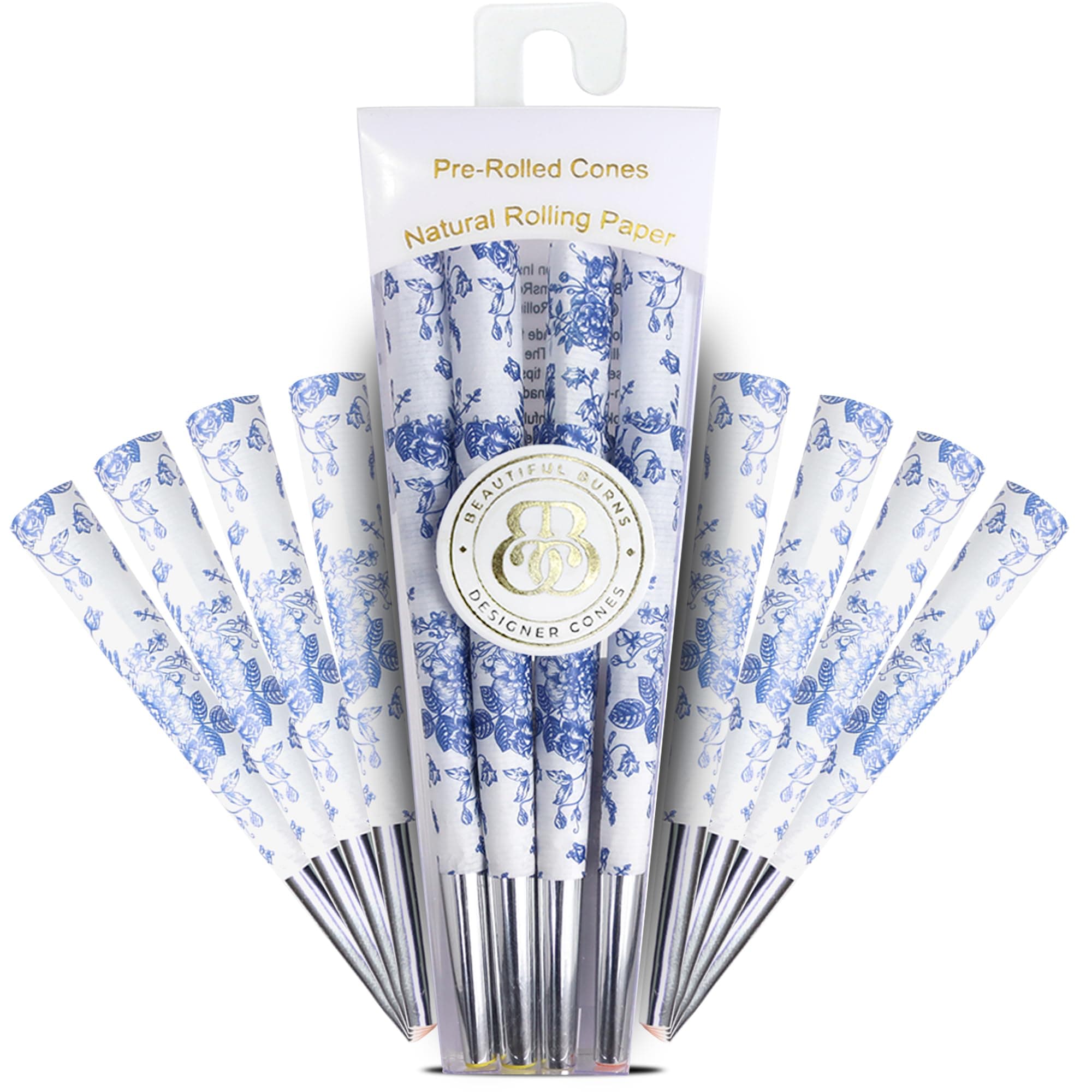 Beautiful Burns, China Blue Pre-Rolled Cones - 8 Pack of Pre Roll Cone Shells