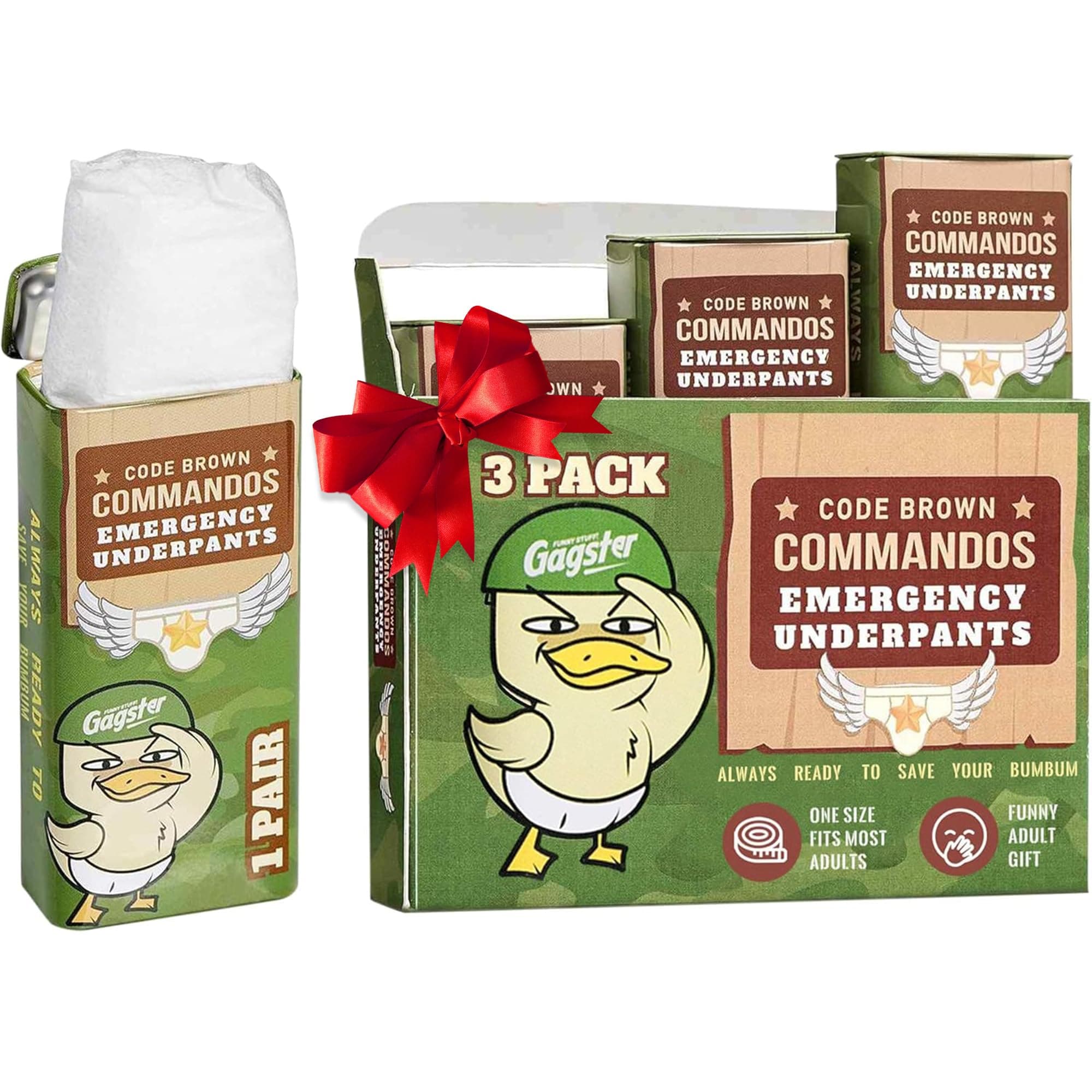 Code Brown Commandos Emergency Underpants in a Can 3 Pairs - Instant Undies in Compact Tin Container - White Elephant Joke Gift - Funny Over The Hill Birthday Gag - Great Underwear for First Aid Kit
