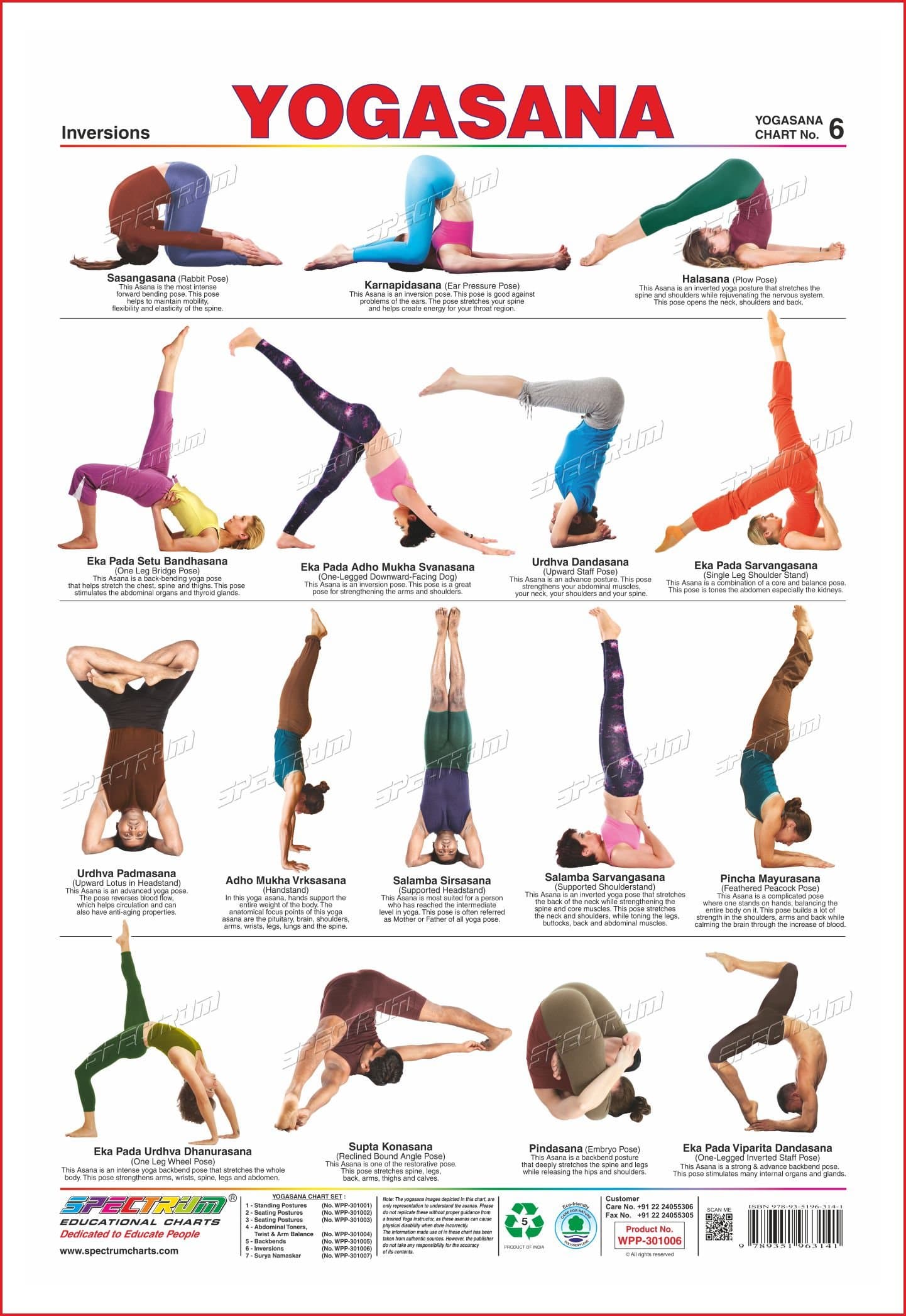 spectrum Polypropylene Yogasana Chart 6 -Inversions