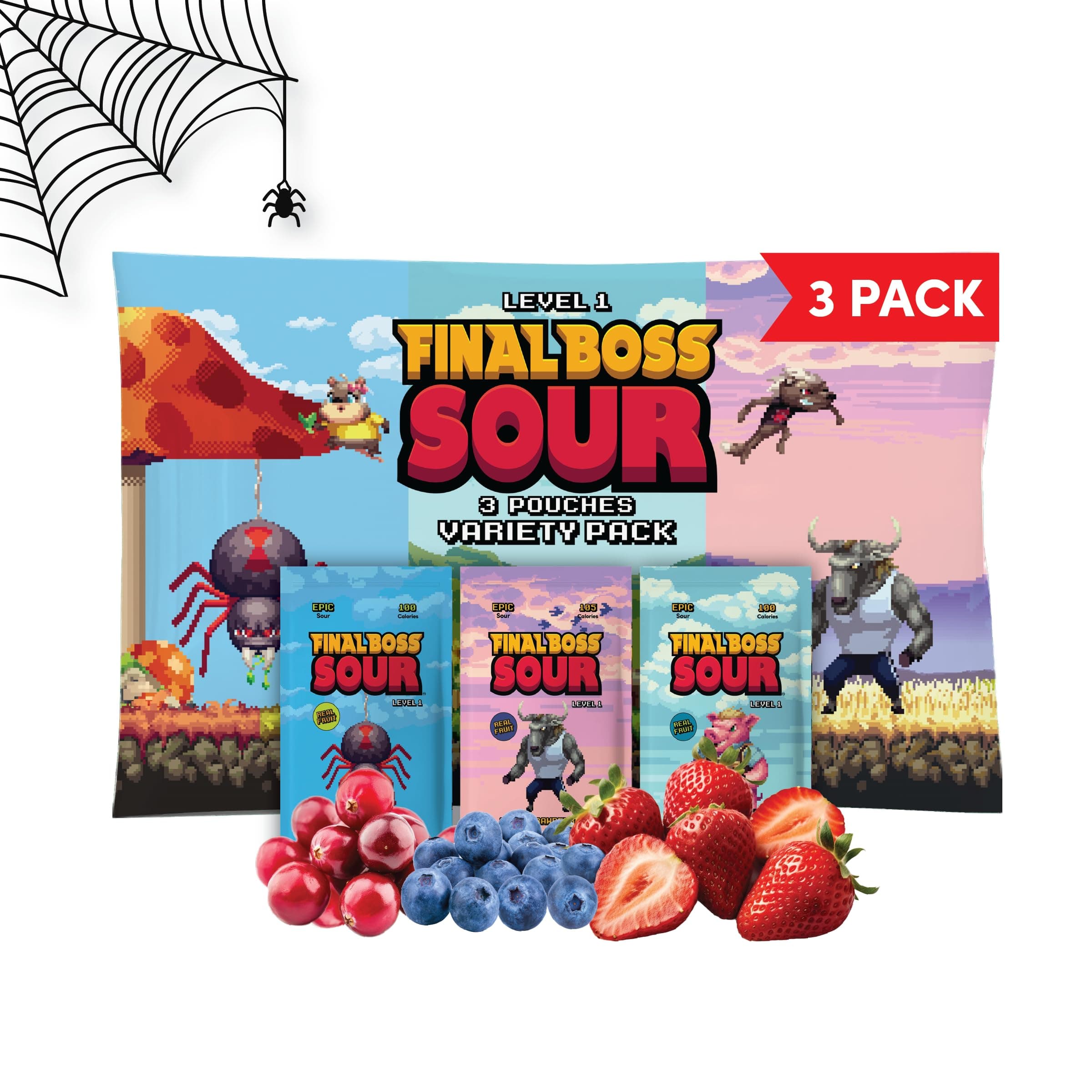 FINAL BOSS Final Boss Mini Sour Candy Packs, The World's Most Extreme Super Sour Snack Challenge, No Artificial Dyes, Healthy Low Calorie Snack for Kids and Adults - Package